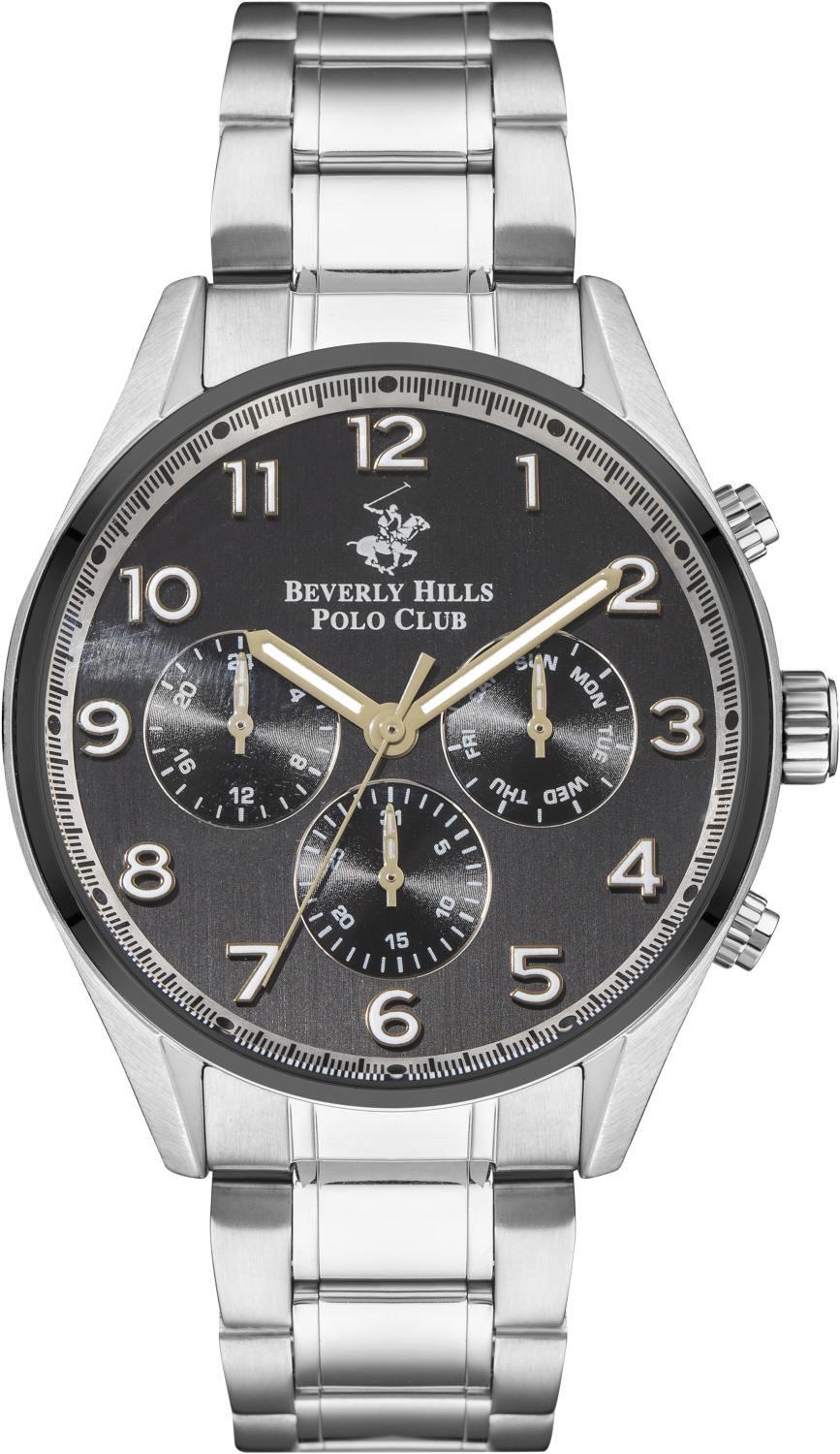 BEVERLY HILLS POLO CLUB  Мужские часы, кварцевый механизм, сталь, 46 мм