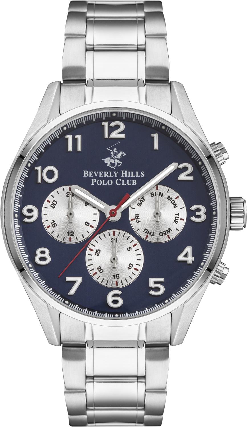 BEVERLY HILLS POLO CLUB  Мужские часы, кварцевый механизм, сталь, 46 мм