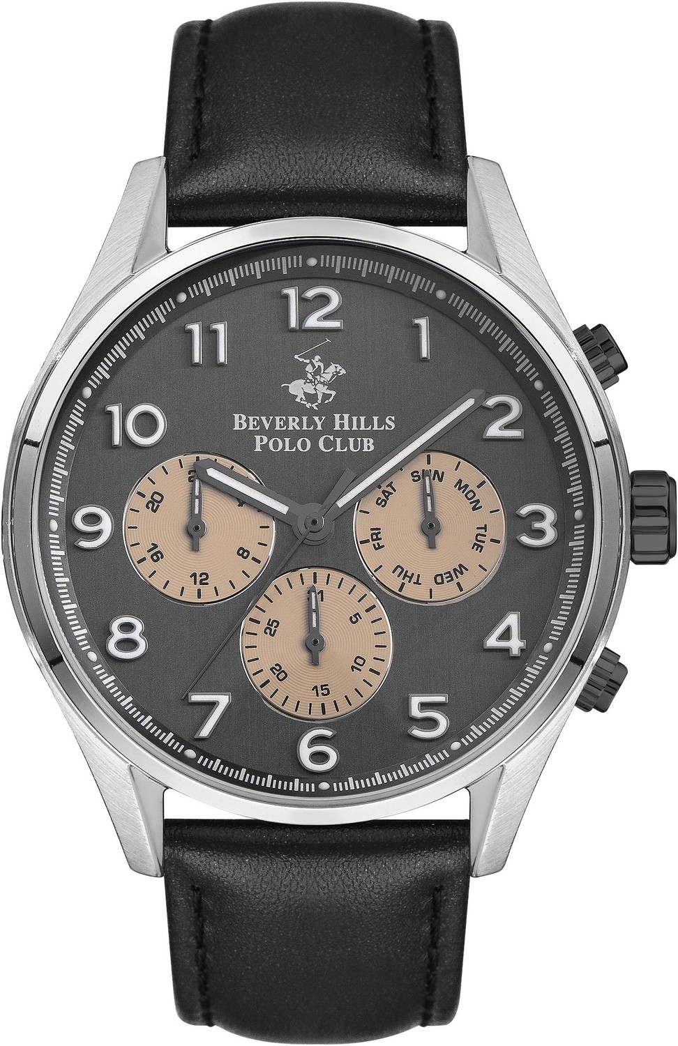 BEVERLY HILLS POLO CLUB  Мужские часы, кварцевый механизм, сталь, 46 мм