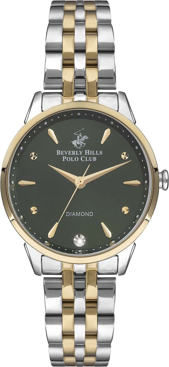 BEVERLY HILLS POLO CLUB  Женские часы, кварцевый механизм, сталь с покрытием, 34 мм