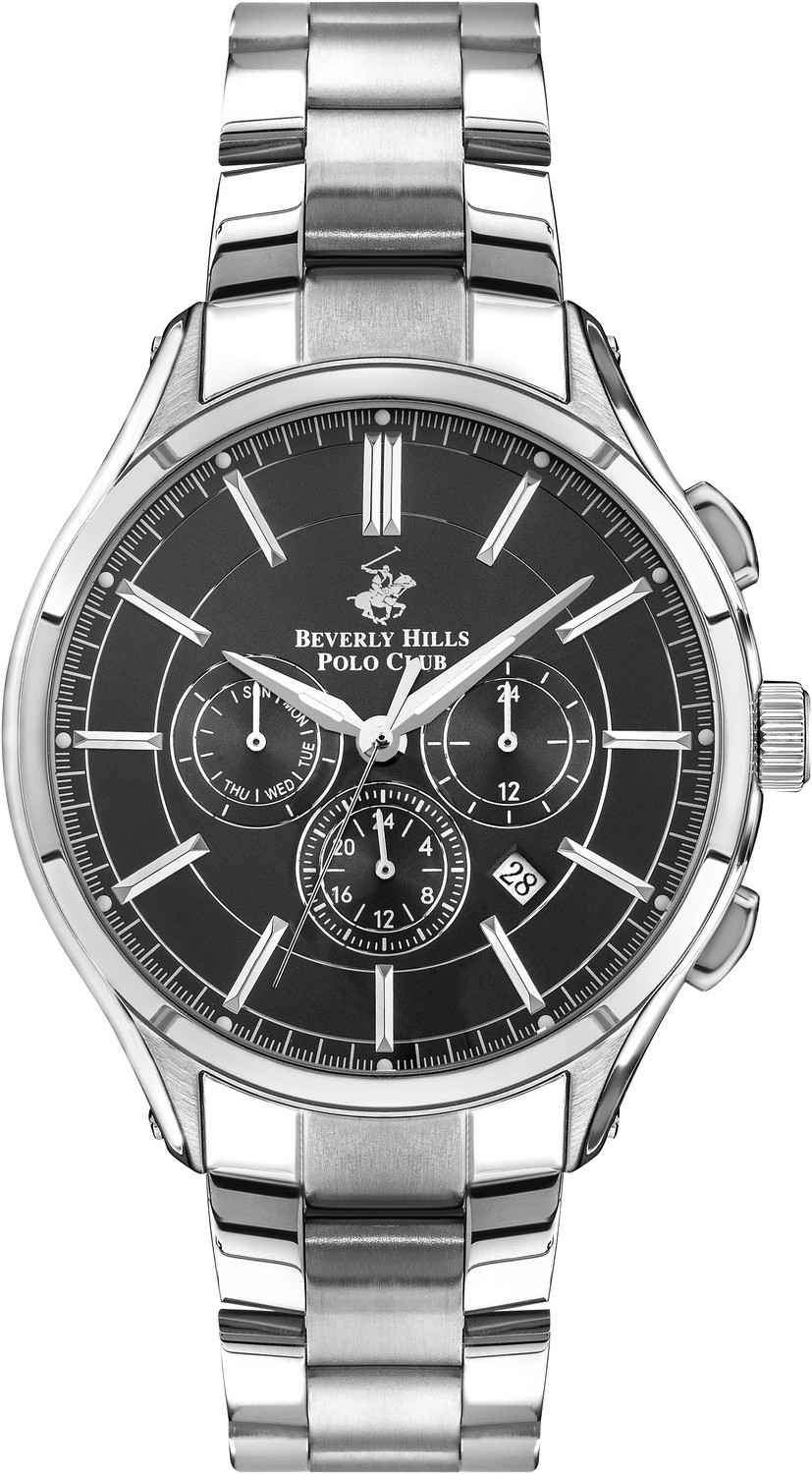 BEVERLY HILLS POLO CLUB  Мужские часы, кварцевый механизм, сталь, 46 мм