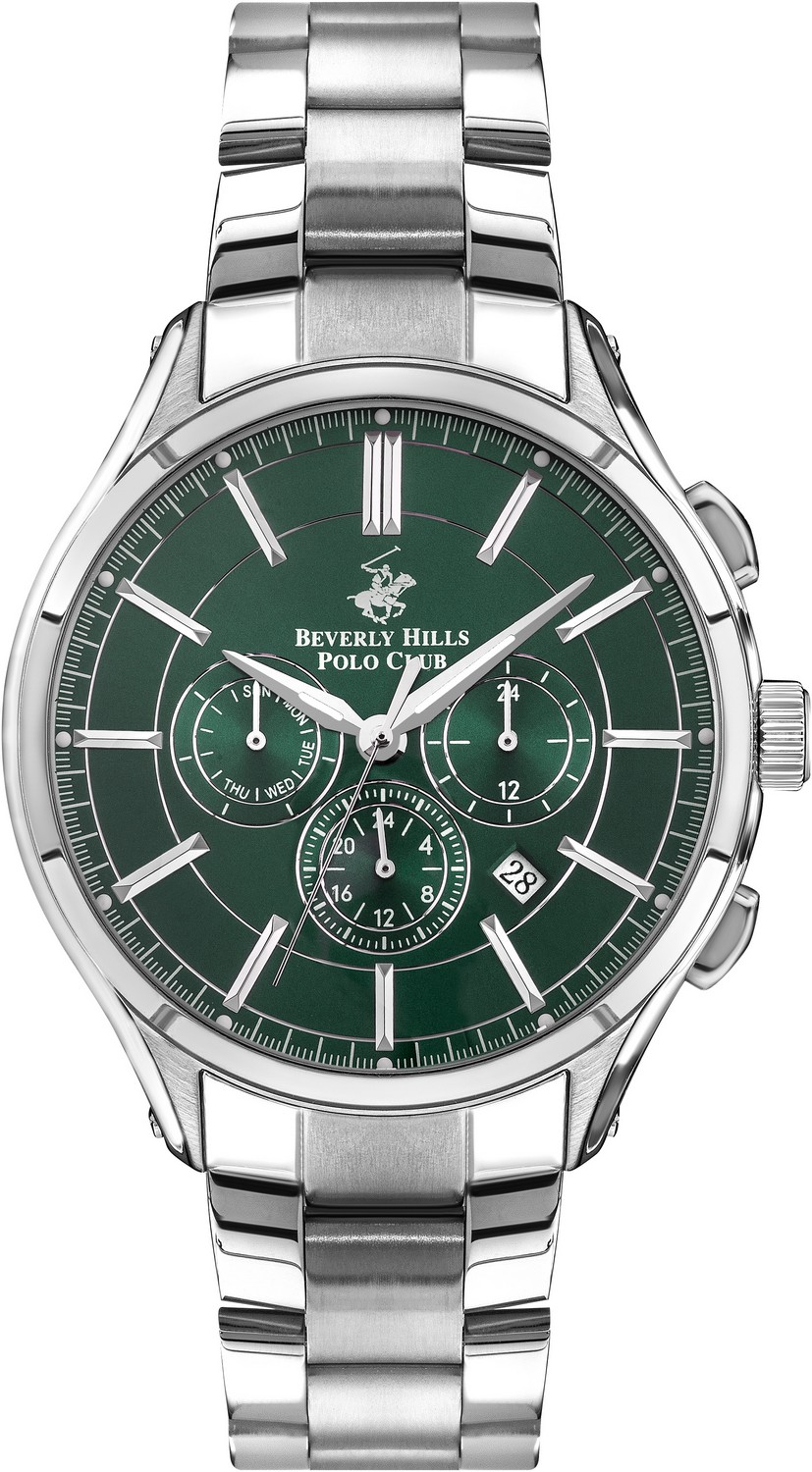 BEVERLY HILLS POLO CLUB  Мужские часы, кварцевый механизм, сталь, 46 мм