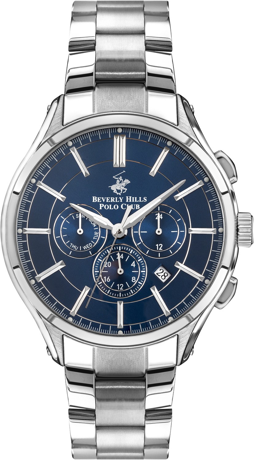 BEVERLY HILLS POLO CLUB  Мужские часы, кварцевый механизм, сталь, 46 мм