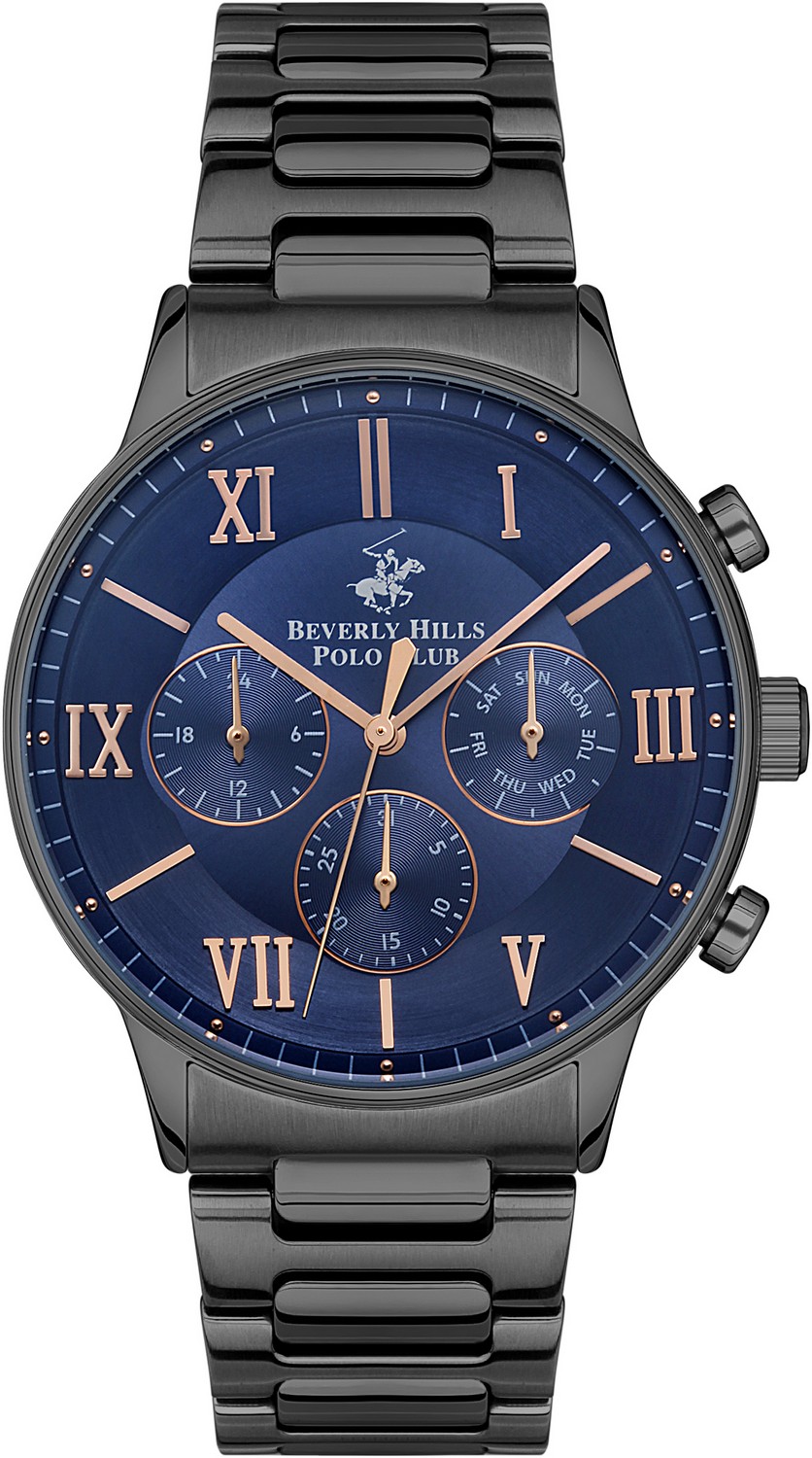 BEVERLY HILLS POLO CLUB  Мужские часы, кварцевый механизм, сталь с покрытием, 43 мм