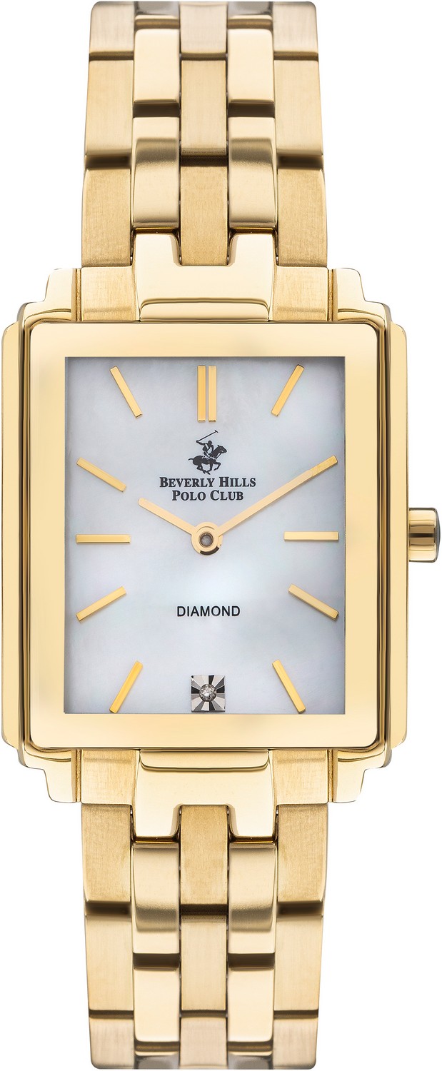 BEVERLY HILLS POLO CLUB  Женские часы, кварцевый механизм, сталь с покрытием, 26х38 мм
