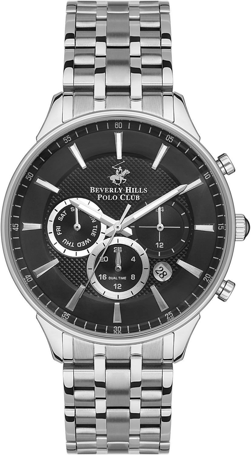 BEVERLY HILLS POLO CLUB  Мужские часы, кварцевый механизм, сталь, 42 мм