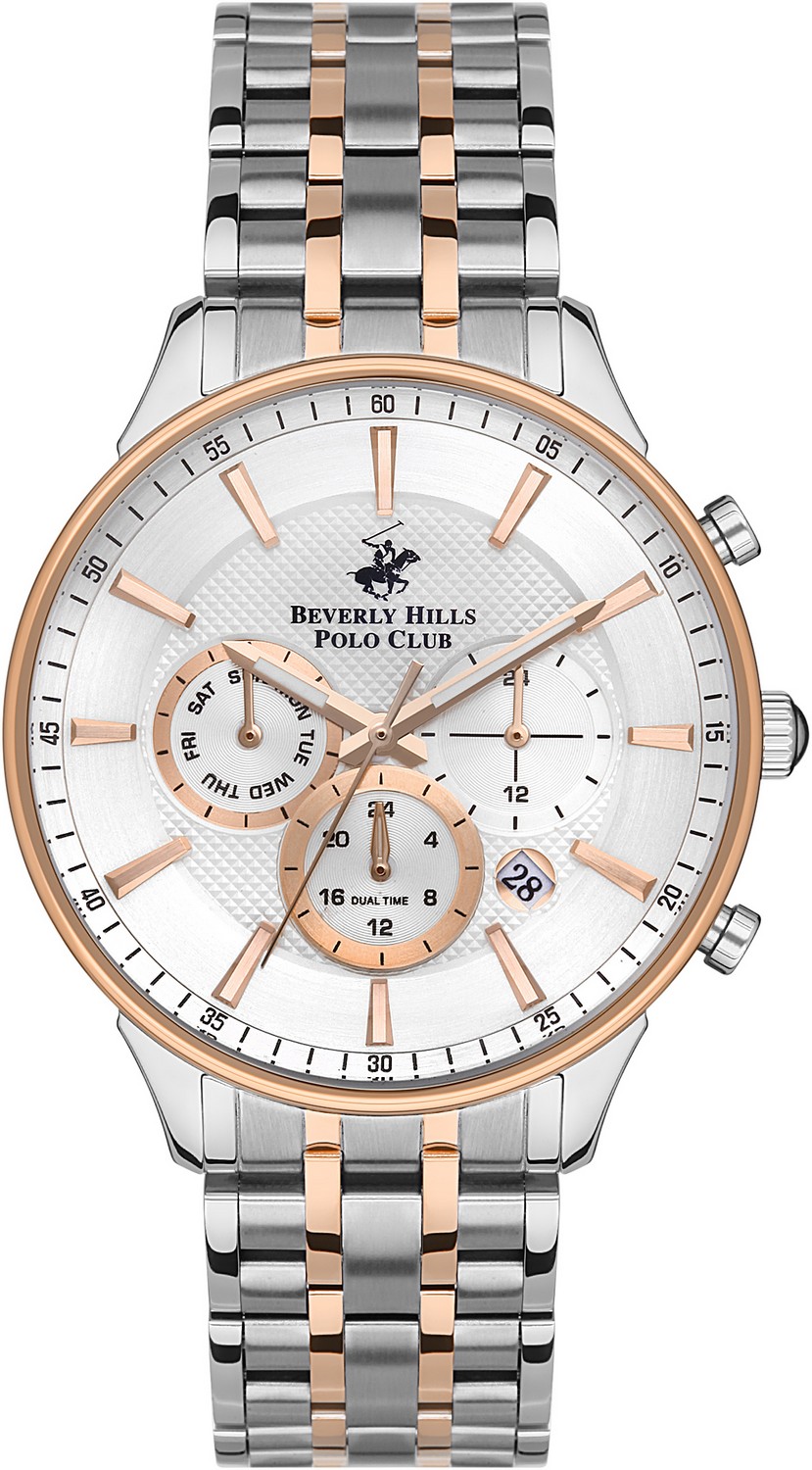 BEVERLY HILLS POLO CLUB  Мужские часы, кварцевый механизм, сталь с покрытием, 42 мм