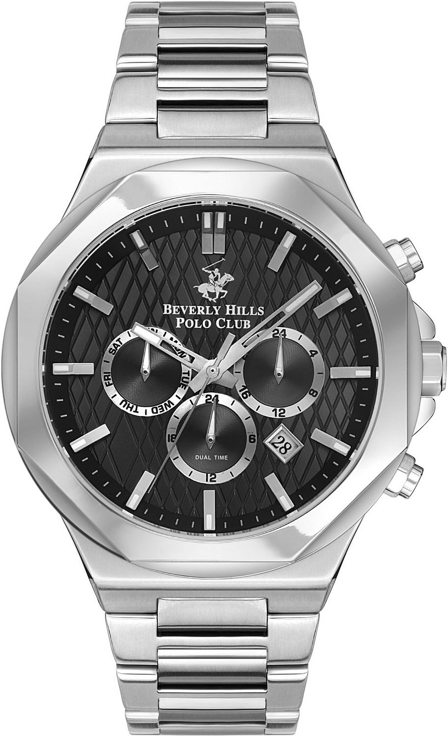 BEVERLY HILLS POLO CLUB  Мужские часы, кварцевый механизм, сталь, 46 мм