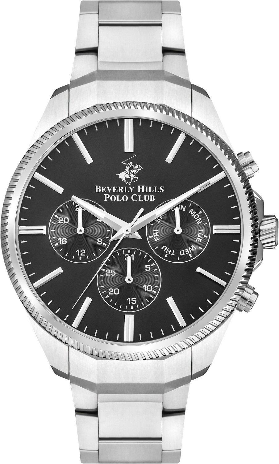 BEVERLY HILLS POLO CLUB  Мужские часы, кварцевый механизм, сталь, 45 мм
