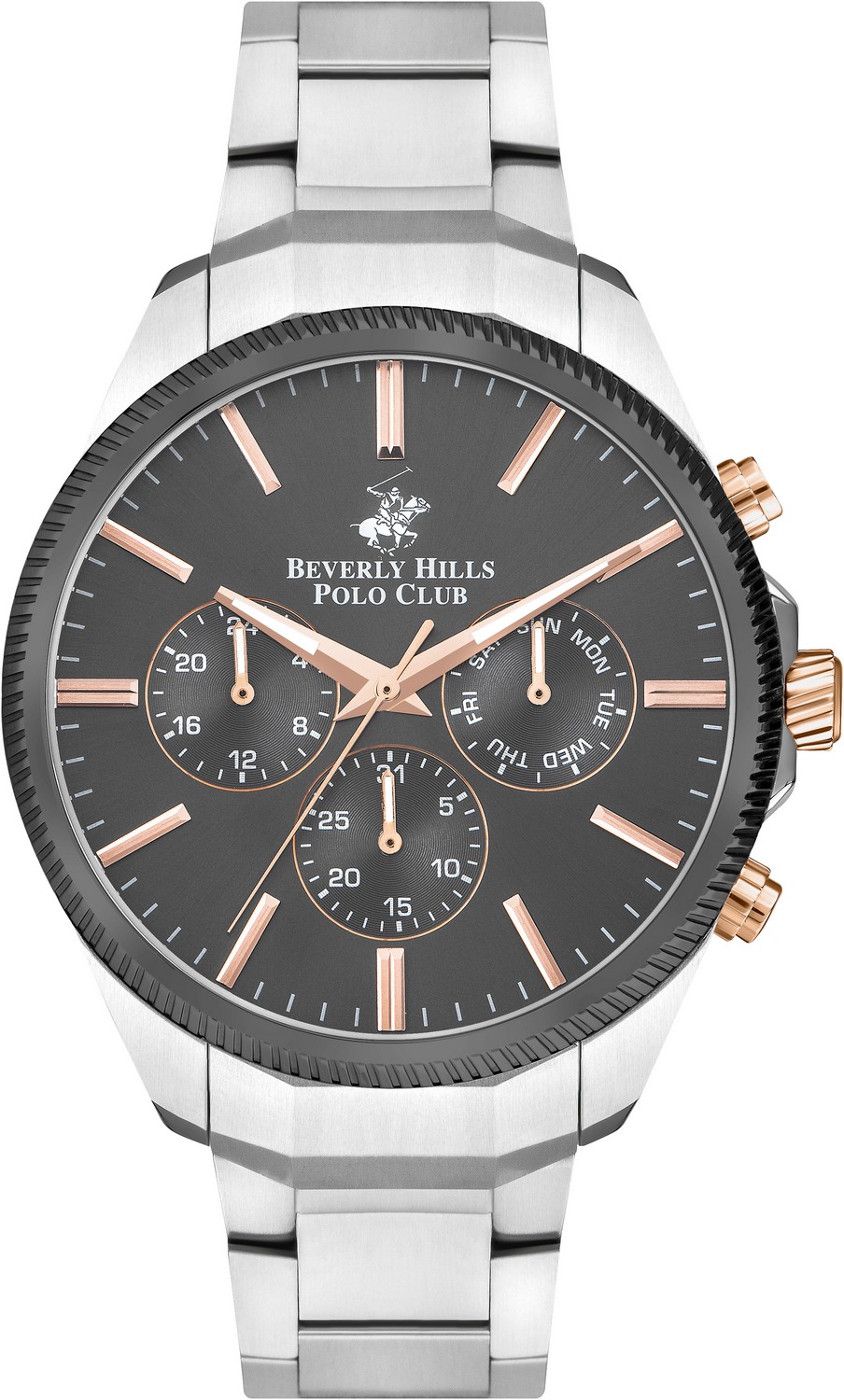 BEVERLY HILLS POLO CLUB  Мужские часы, кварцевый механизм, сталь с покрытием, 45 мм