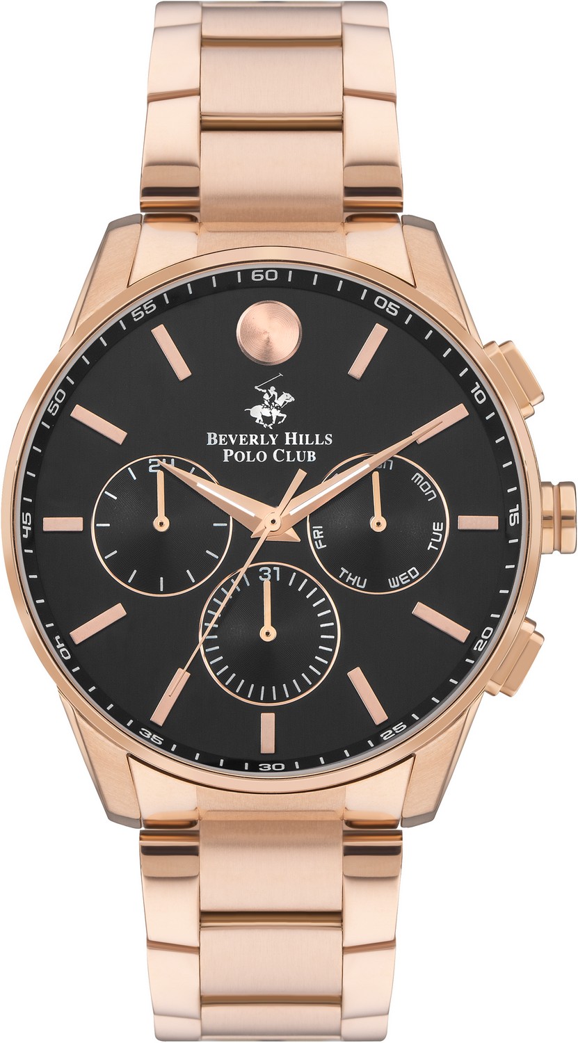 BEVERLY HILLS POLO CLUB  Мужские часы, кварцевый механизм, сталь с покрытием, 44 мм