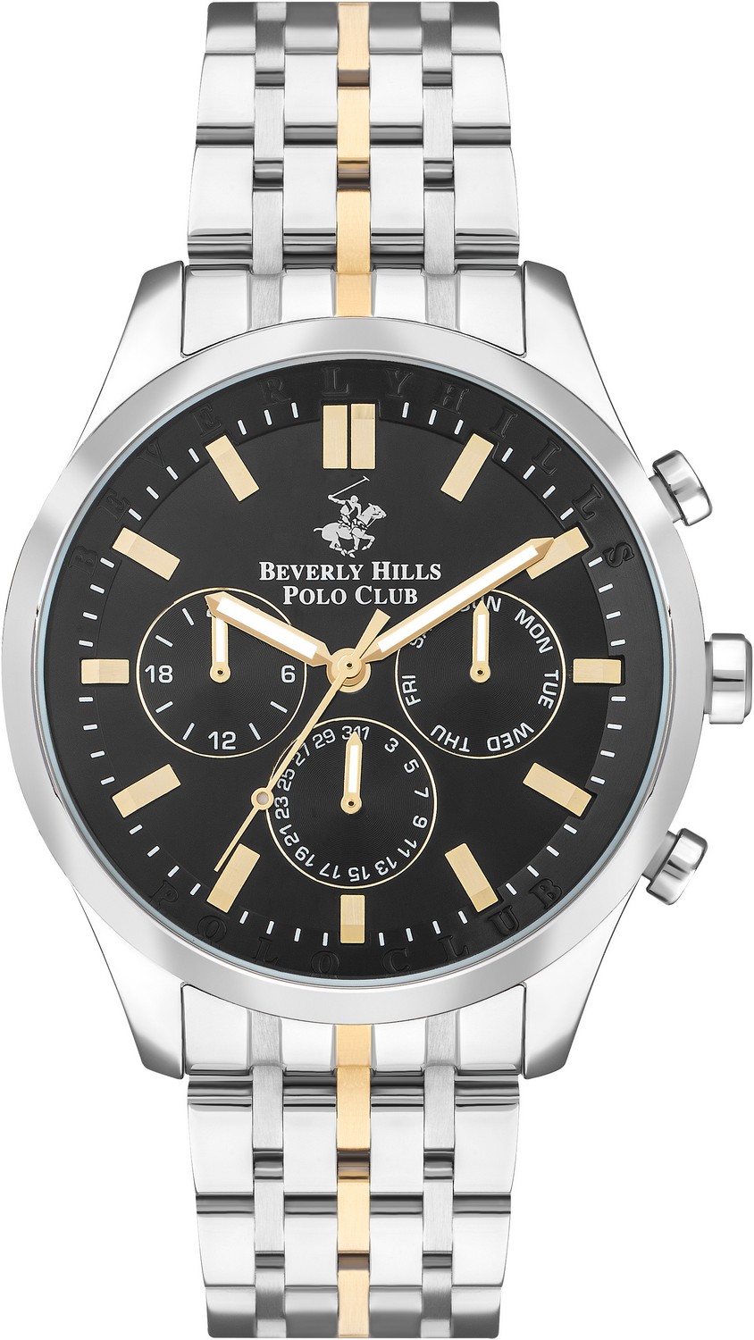 BEVERLY HILLS POLO CLUB  Мужские часы, кварцевый механизм, сталь, 46 мм