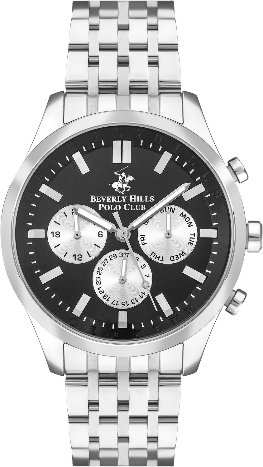 BEVERLY HILLS POLO CLUB  Мужские часы, кварцевый механизм, сталь, 46 мм