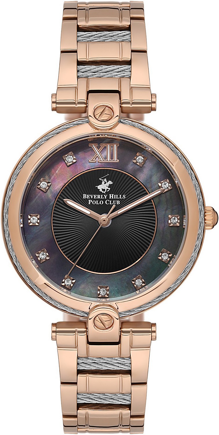BEVERLY HILLS POLO CLUB  Женские часы, кварцевый механизм, сталь с покрытием, 34 мм