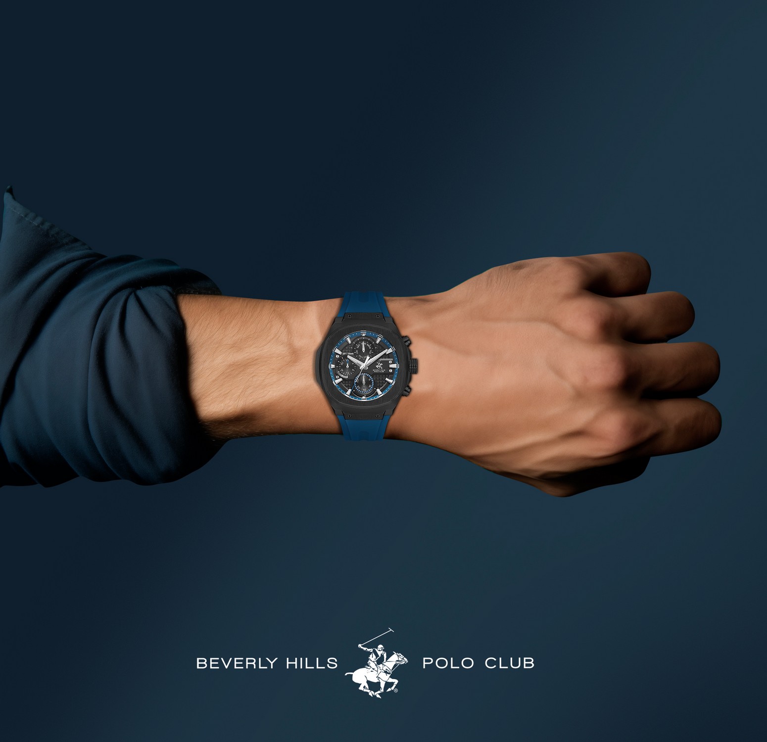 BEVERLY HILLS POLO CLUB  Мужские часы, кварцевый механизм, сталь с покрытием, 48,5 мм