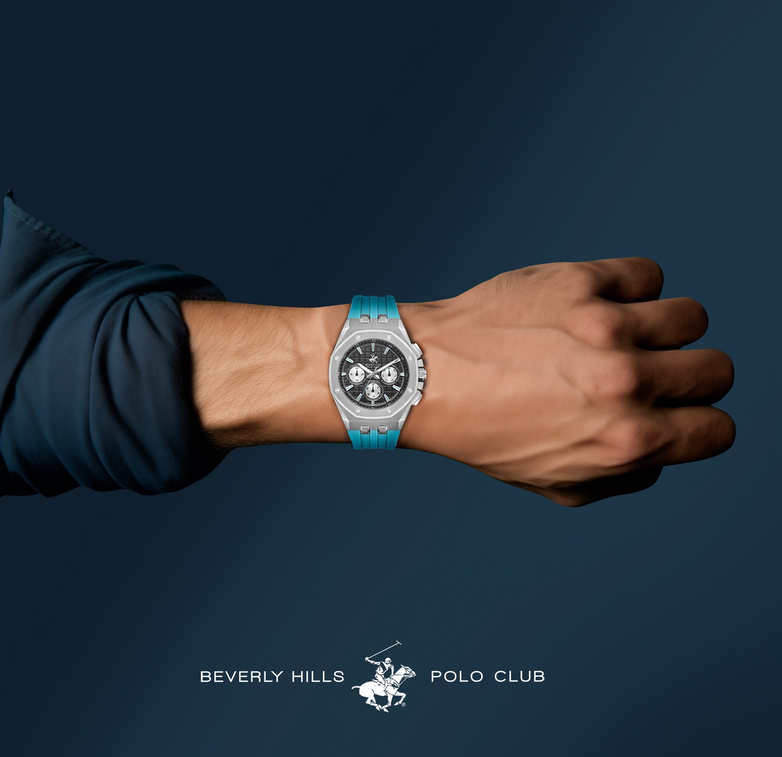 BEVERLY HILLS POLO CLUB  Мужские часы, кварцевый механизм, сталь, 45,5 мм