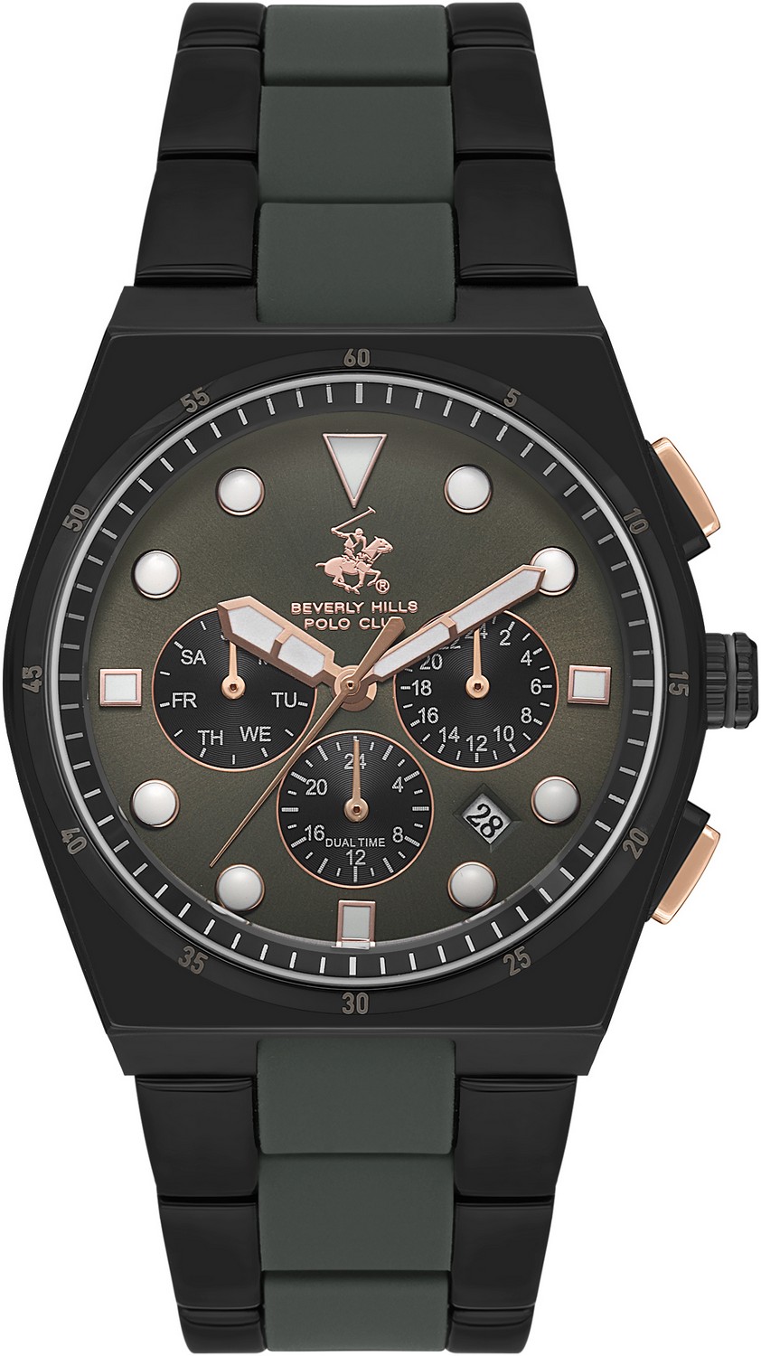 BEVERLY HILLS POLO CLUB  Мужские часы, кварцевый механизм, сталь с покрытием, 43 мм