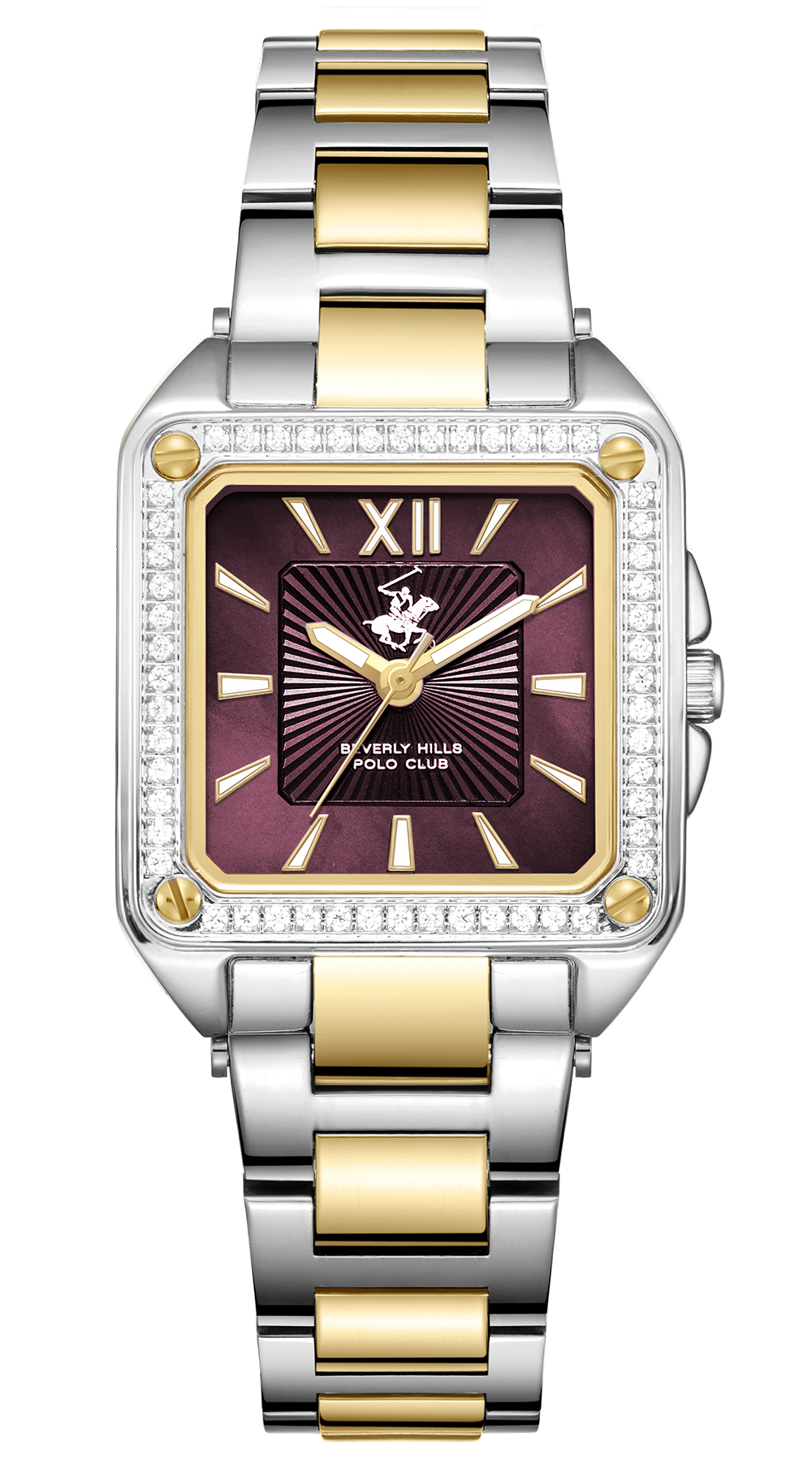 BEVERLY HILLS POLO CLUB   часы, кварцевый механизм, суперметалл с покрытием, 26х31,5 мм