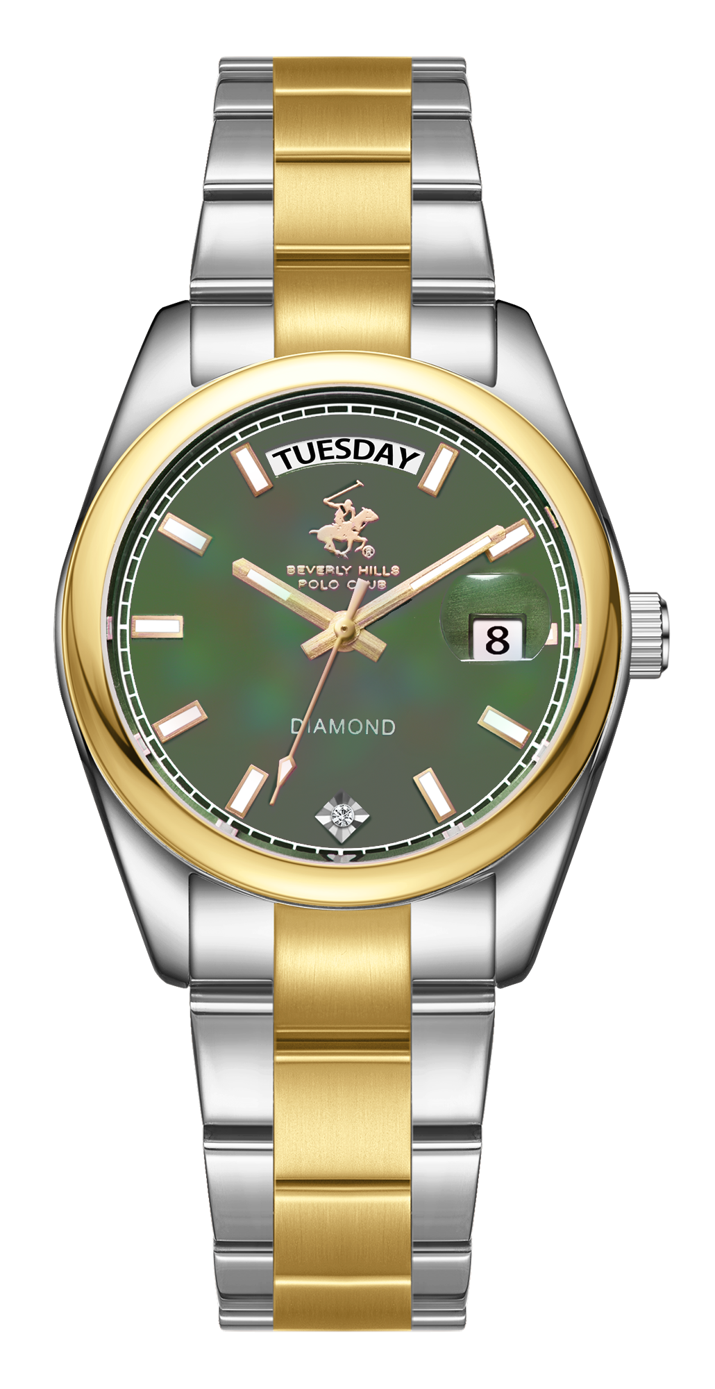 BEVERLY HILLS POLO CLUB   часы, кварцевый механизм, сталь с покрытием, 34 мм