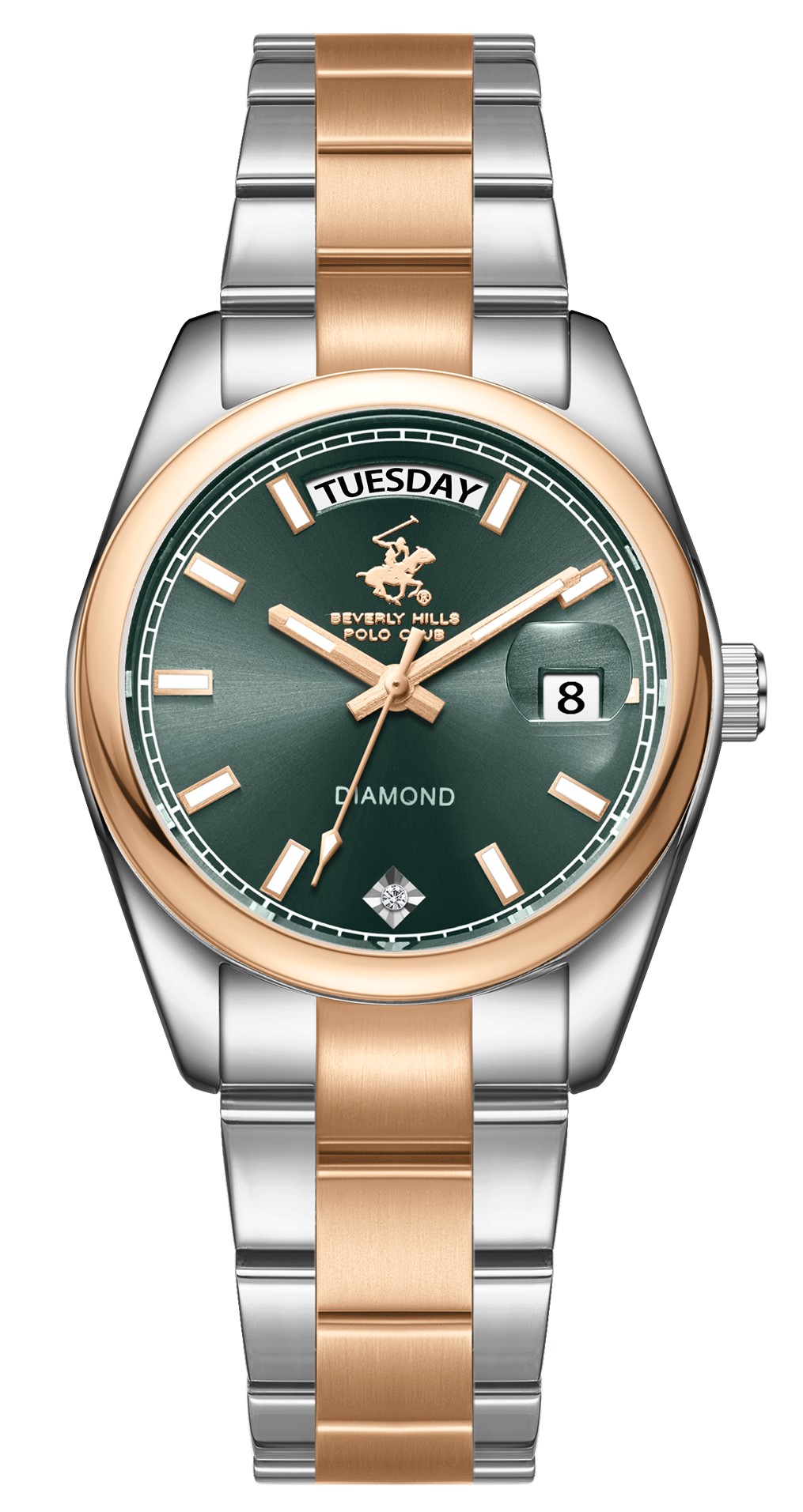 BEVERLY HILLS POLO CLUB   часы, кварцевый механизм, сталь с покрытием, 34 мм