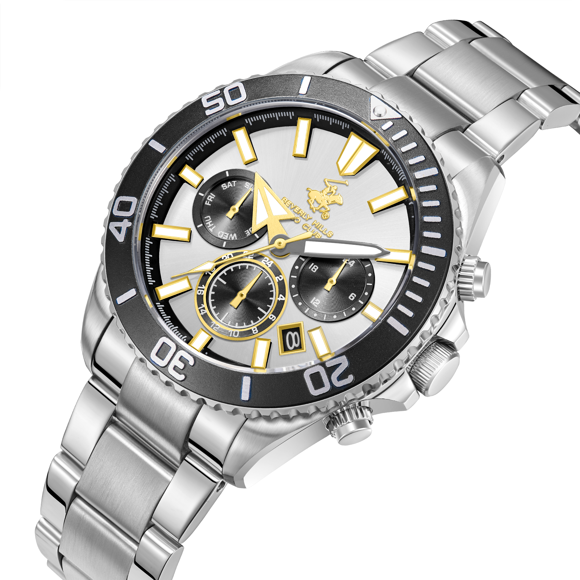 BEVERLY HILLS POLO CLUB  Мужские часы, кварцевый механизм, сталь с покрытием, 40.5 мм