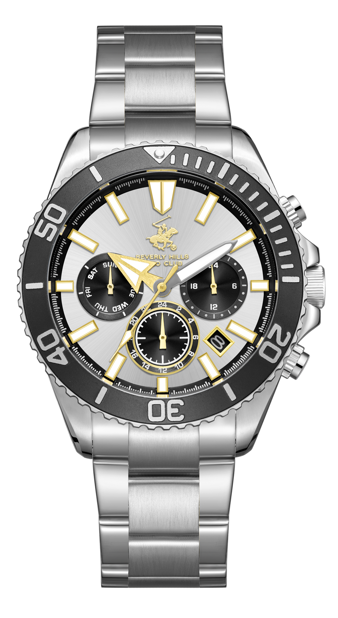 BEVERLY HILLS POLO CLUB  Мужские часы, кварцевый механизм, сталь с покрытием, 40.5 мм