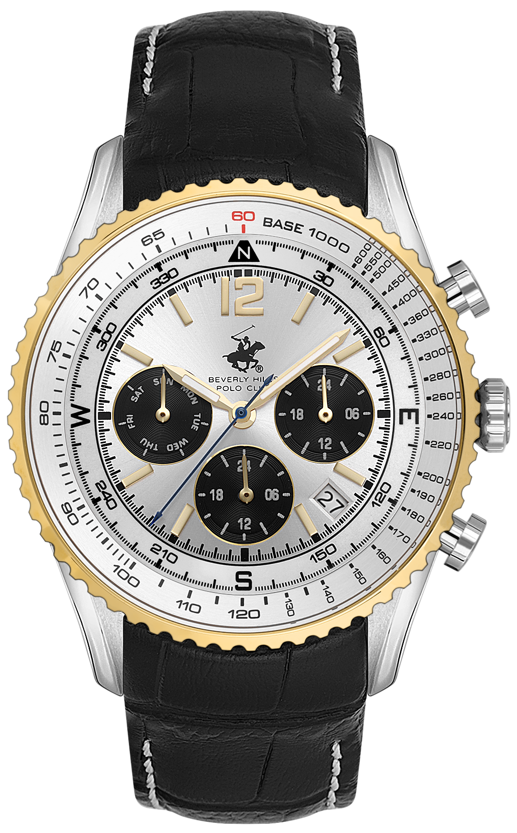 BEVERLY HILLS POLO CLUB  Мужские часы, кварцевый механизм, сталь с покрытием, 42,5 мм