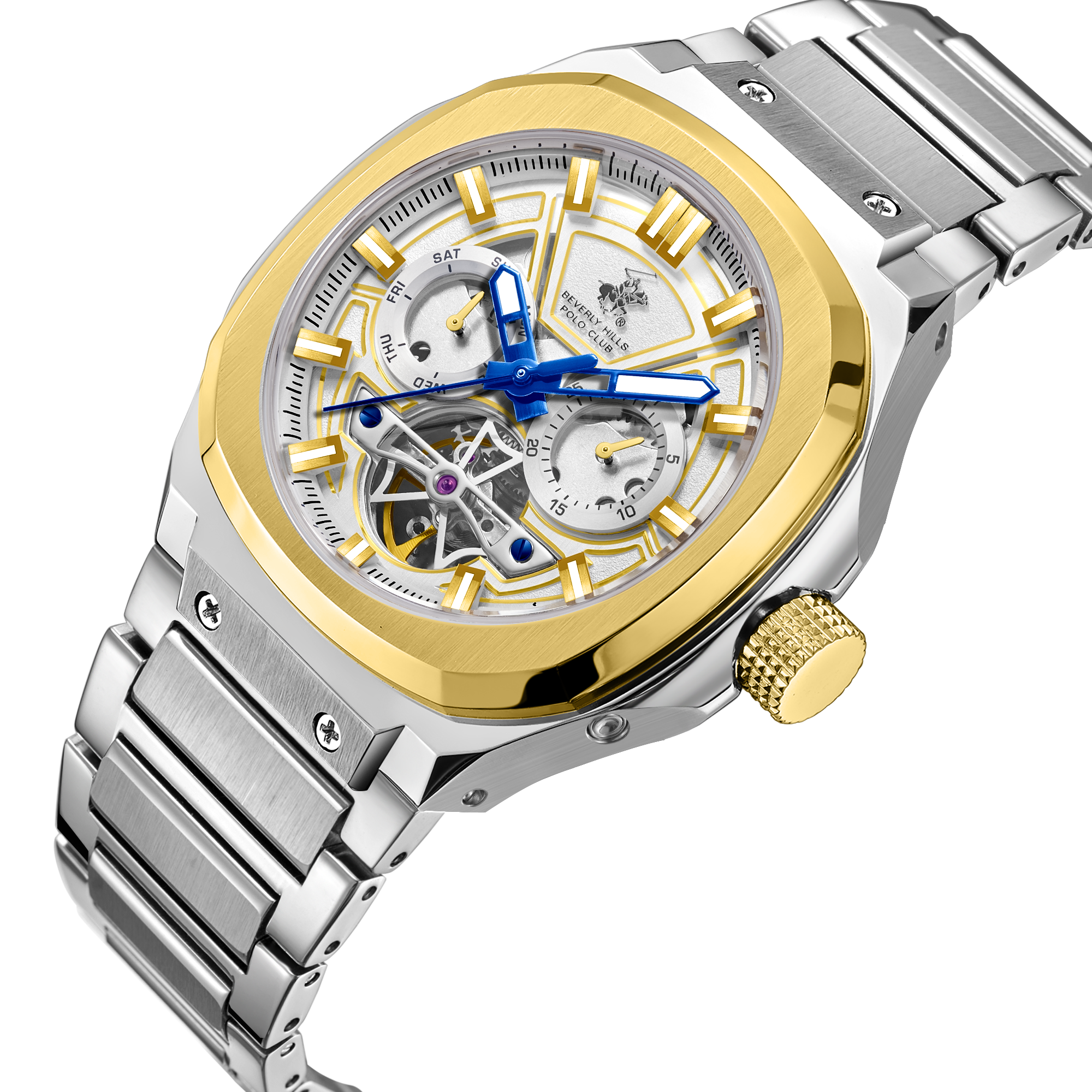 BEVERLY HILLS POLO CLUB  Мужские часы, автоматический механизм, сталь с покрытием, 45,5 мм