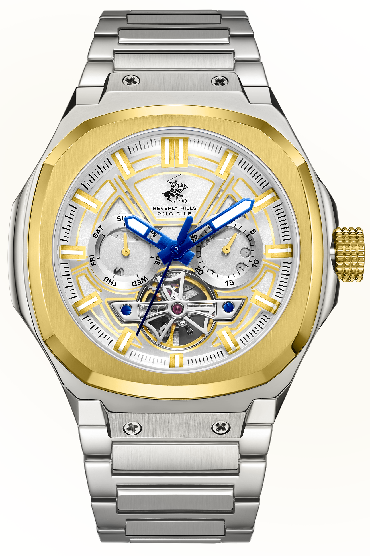 BEVERLY HILLS POLO CLUB  Мужские часы, автоматический механизм, сталь с покрытием, 45,5 мм
