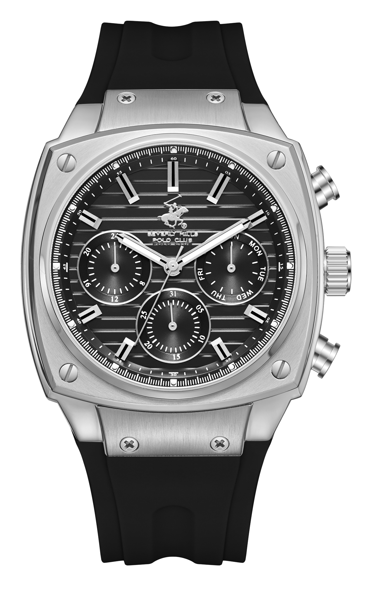 BEVERLY HILLS POLO CLUB  Мужские часы, кварцевый механизм, сталь, 43 мм
