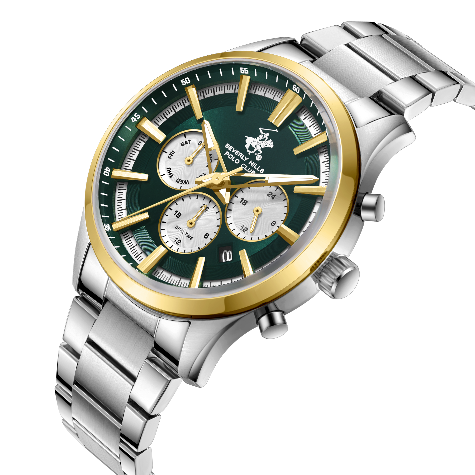 BEVERLY HILLS POLO CLUB  Мужские часы, кварцевый механизм, сталь с покрытием, 42,5 мм