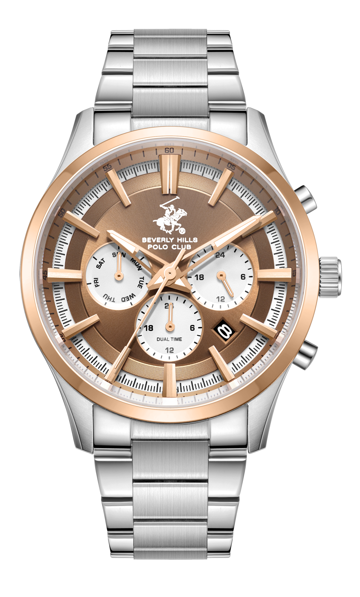 BEVERLY HILLS POLO CLUB  Мужские часы, кварцевый механизм, сталь с покрытием, 42,5 мм