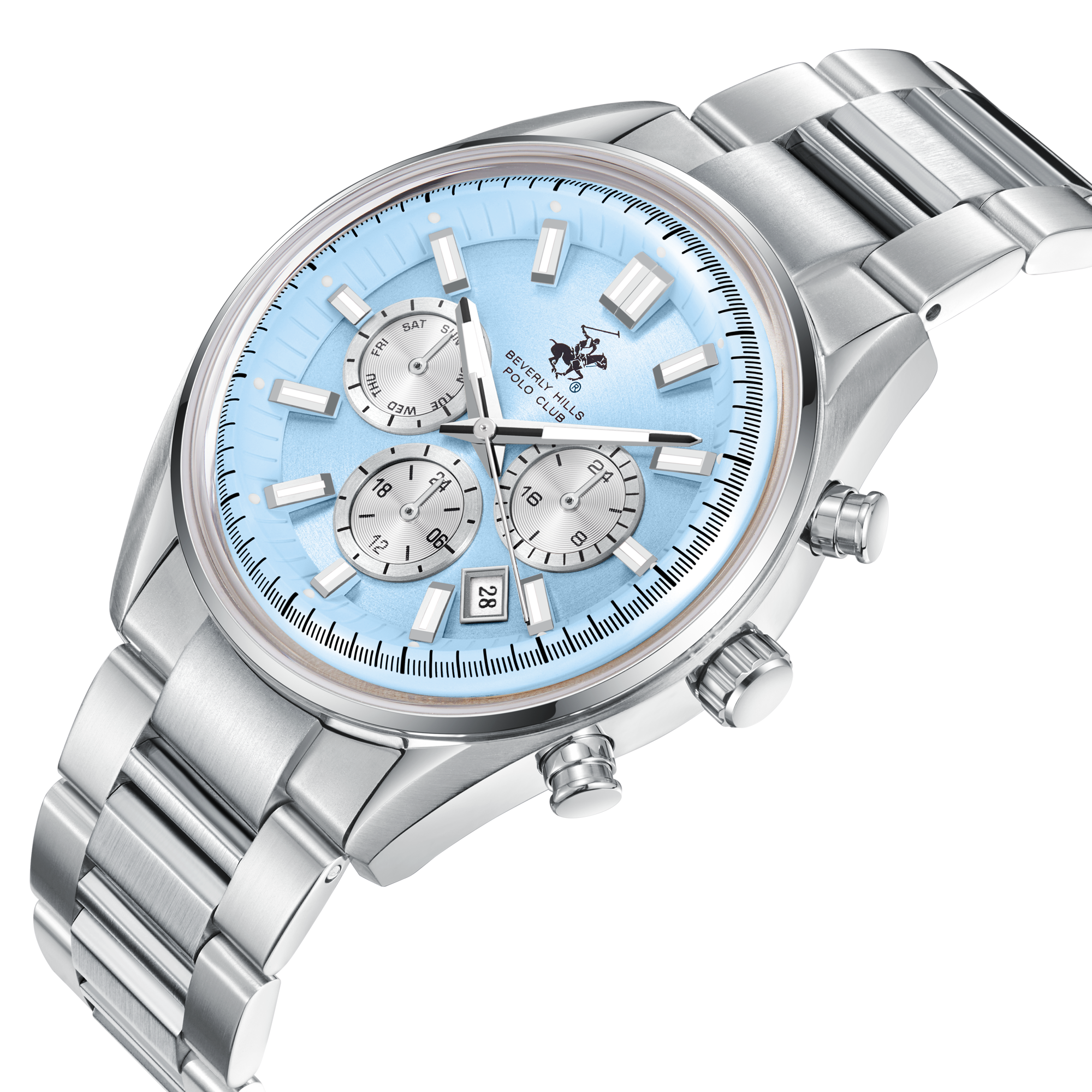 BEVERLY HILLS POLO CLUB  Мужские часы, кварцевый механизм, сталь, 42,5 мм
