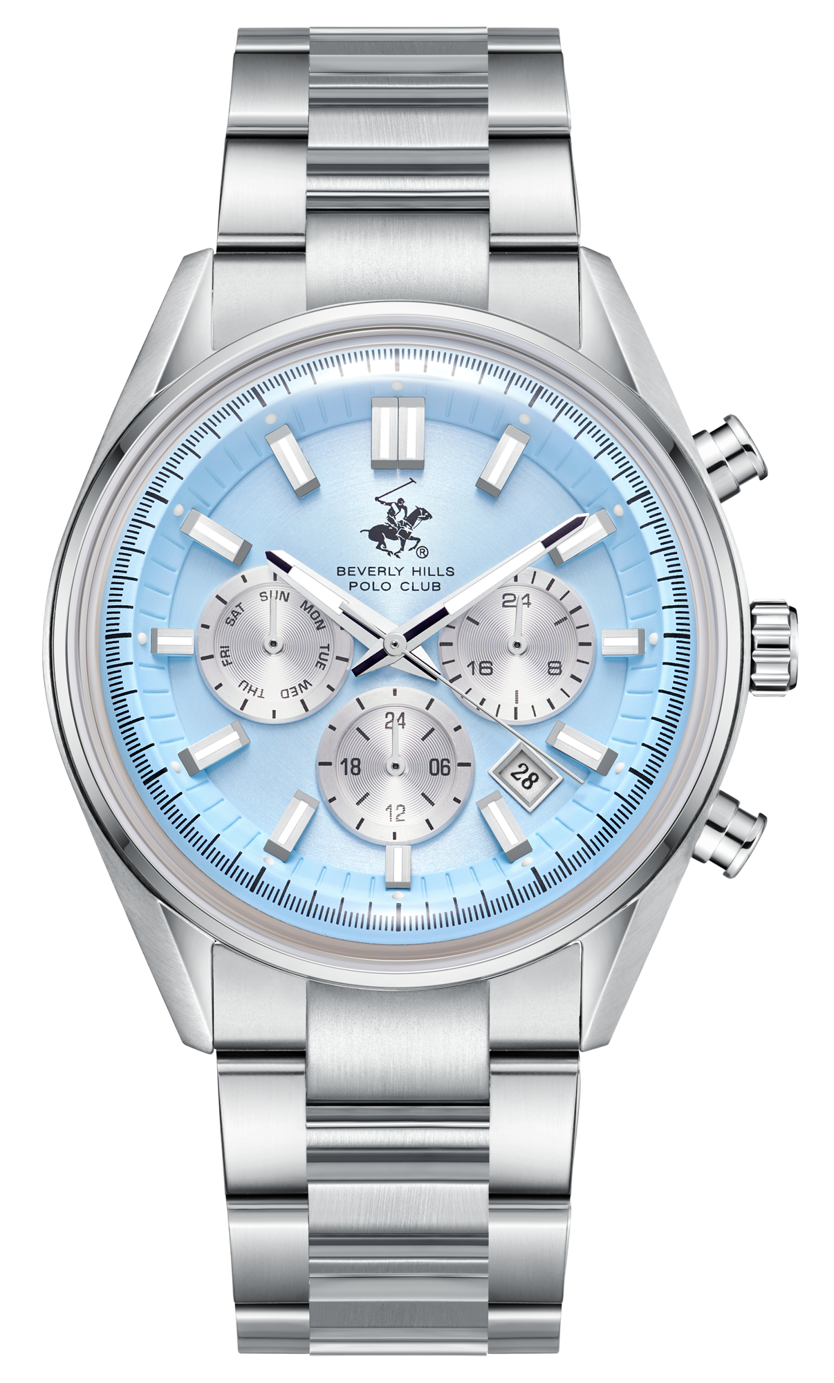 BEVERLY HILLS POLO CLUB  Мужские часы, кварцевый механизм, сталь, 42,5 мм