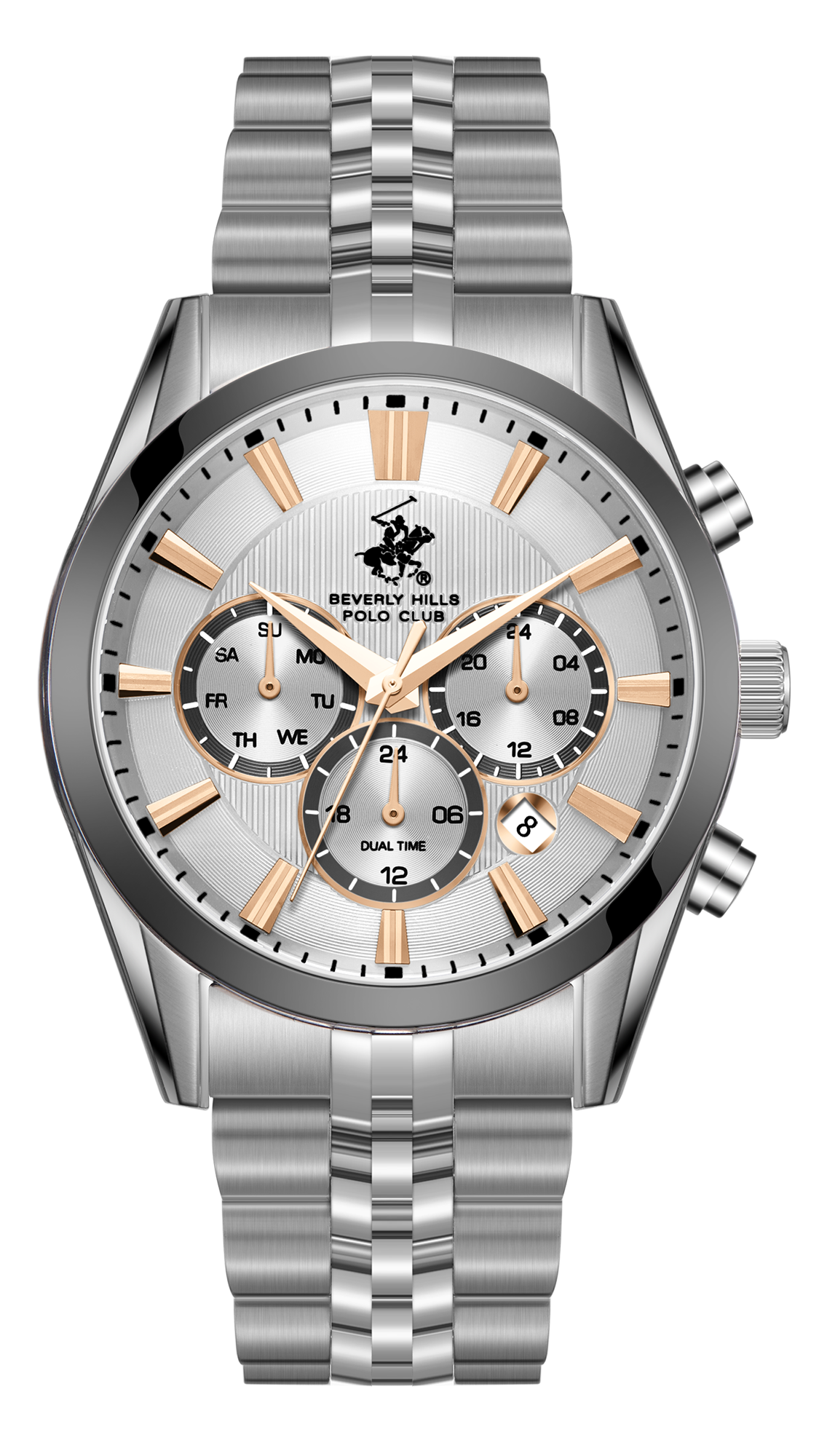 BEVERLY HILLS POLO CLUB  Мужские часы, кварцевый механизм, сталь с покрытием, 42 мм