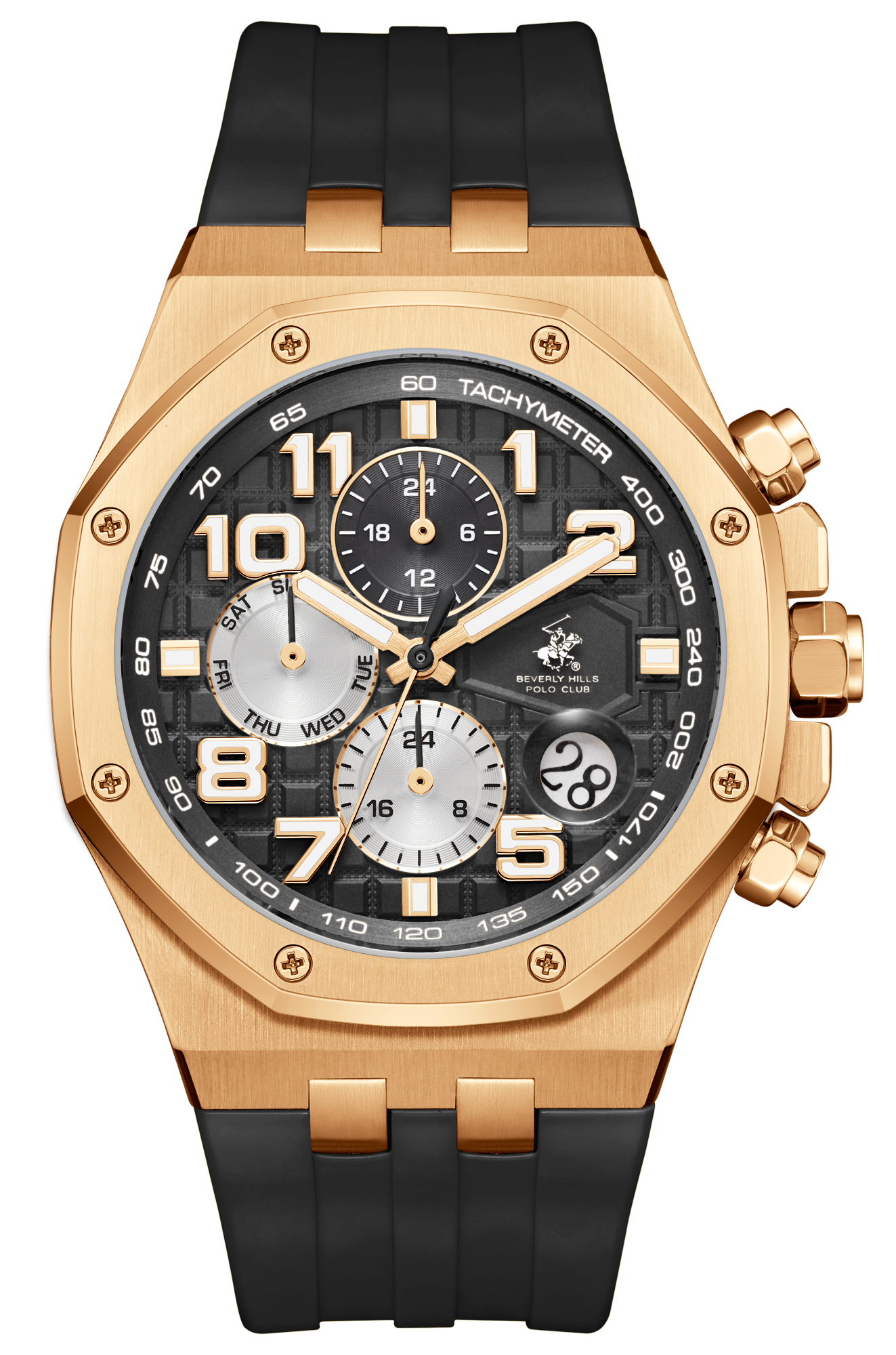 BEVERLY HILLS POLO CLUB  Мужские часы, кварцевый механизм, сталь с покрытием, 42 мм