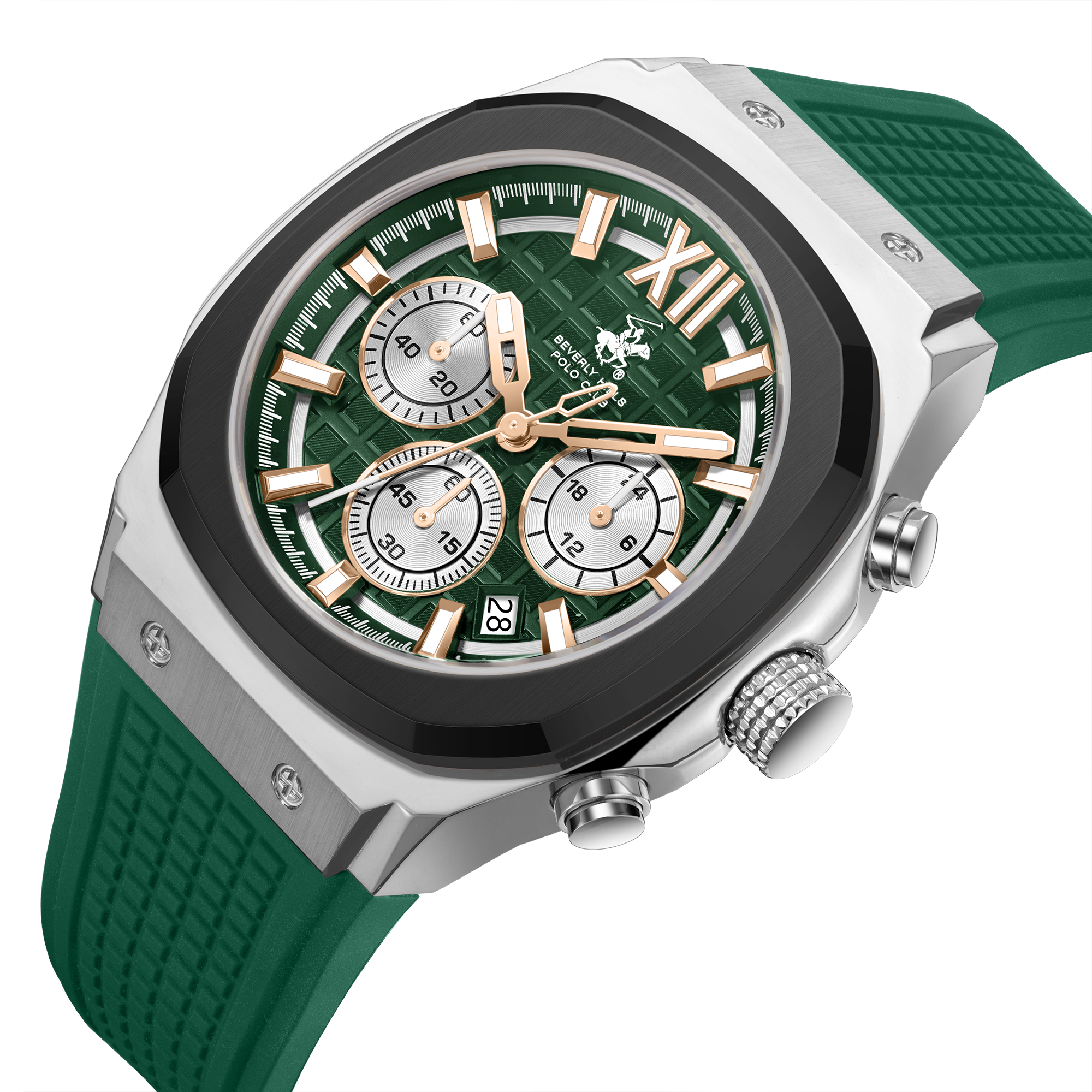 BEVERLY HILLS POLO CLUB  Мужские часы, кварцевый механизм, сталь с покрытием, 45,5 мм