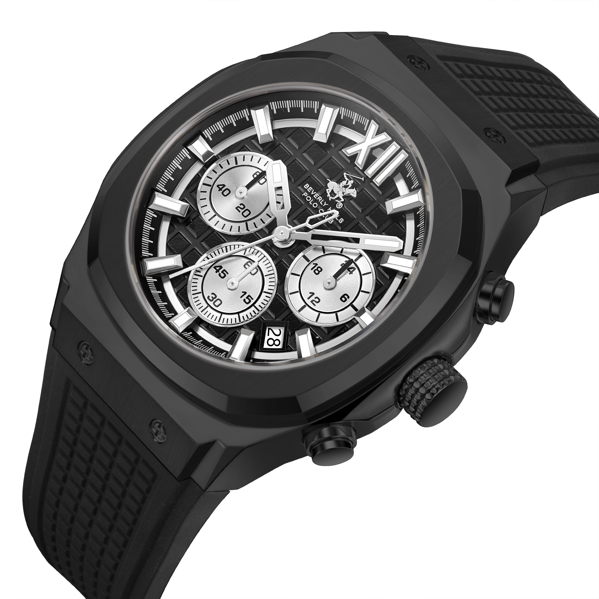 BEVERLY HILLS POLO CLUB  Мужские часы, кварцевый механизм, сталь с покрытием, 45,5 мм