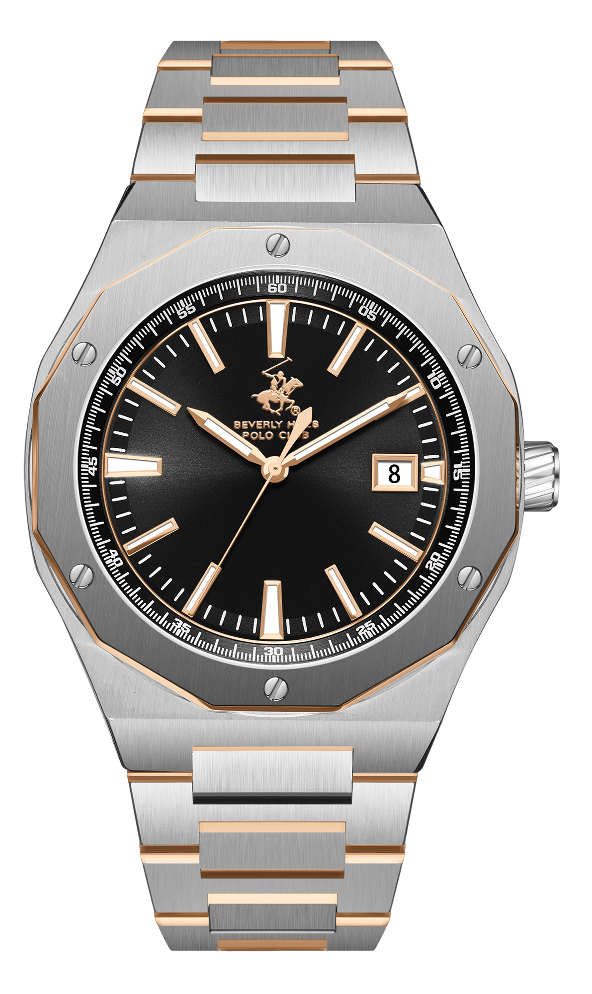 BEVERLY HILLS POLO CLUB  Мужские часы, кварцевый механизм, сталь с покрытием, 43 мм