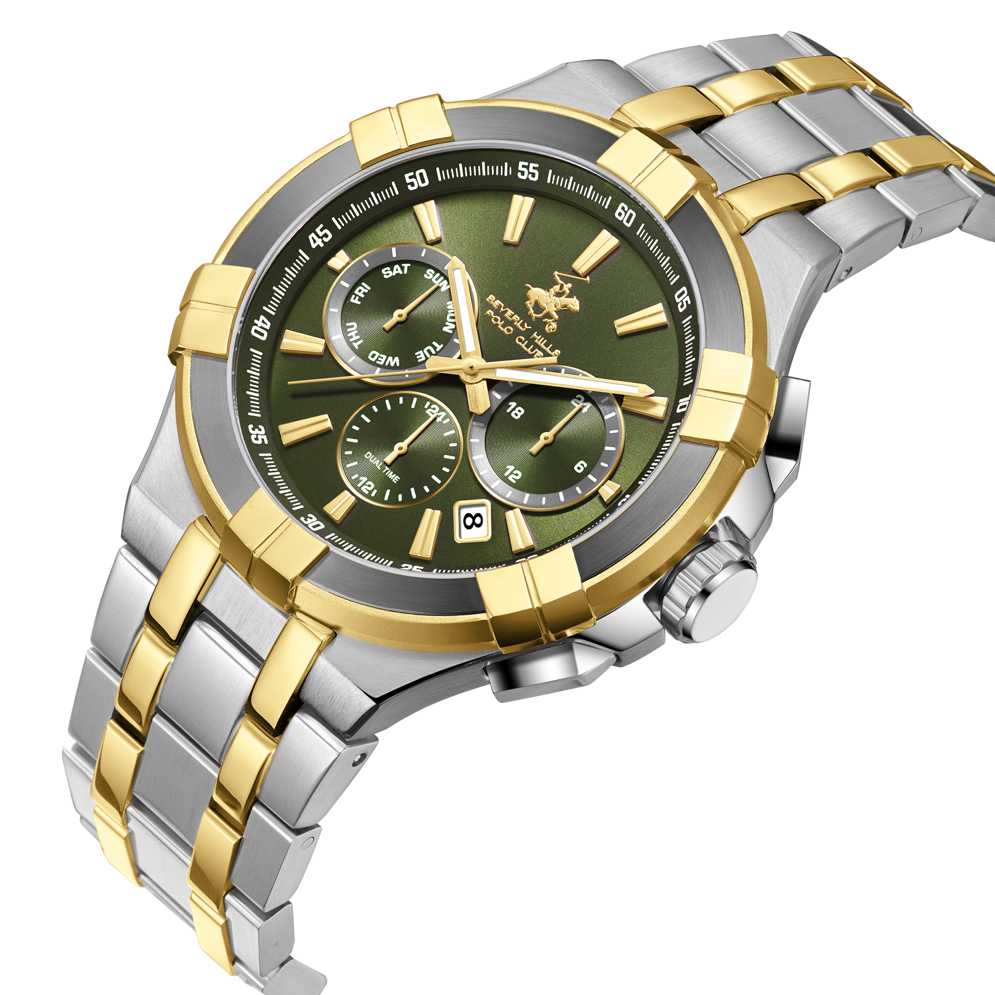 BEVERLY HILLS POLO CLUB  Мужские часы, кварцевый механизм, сталь с покрытием, 44 мм