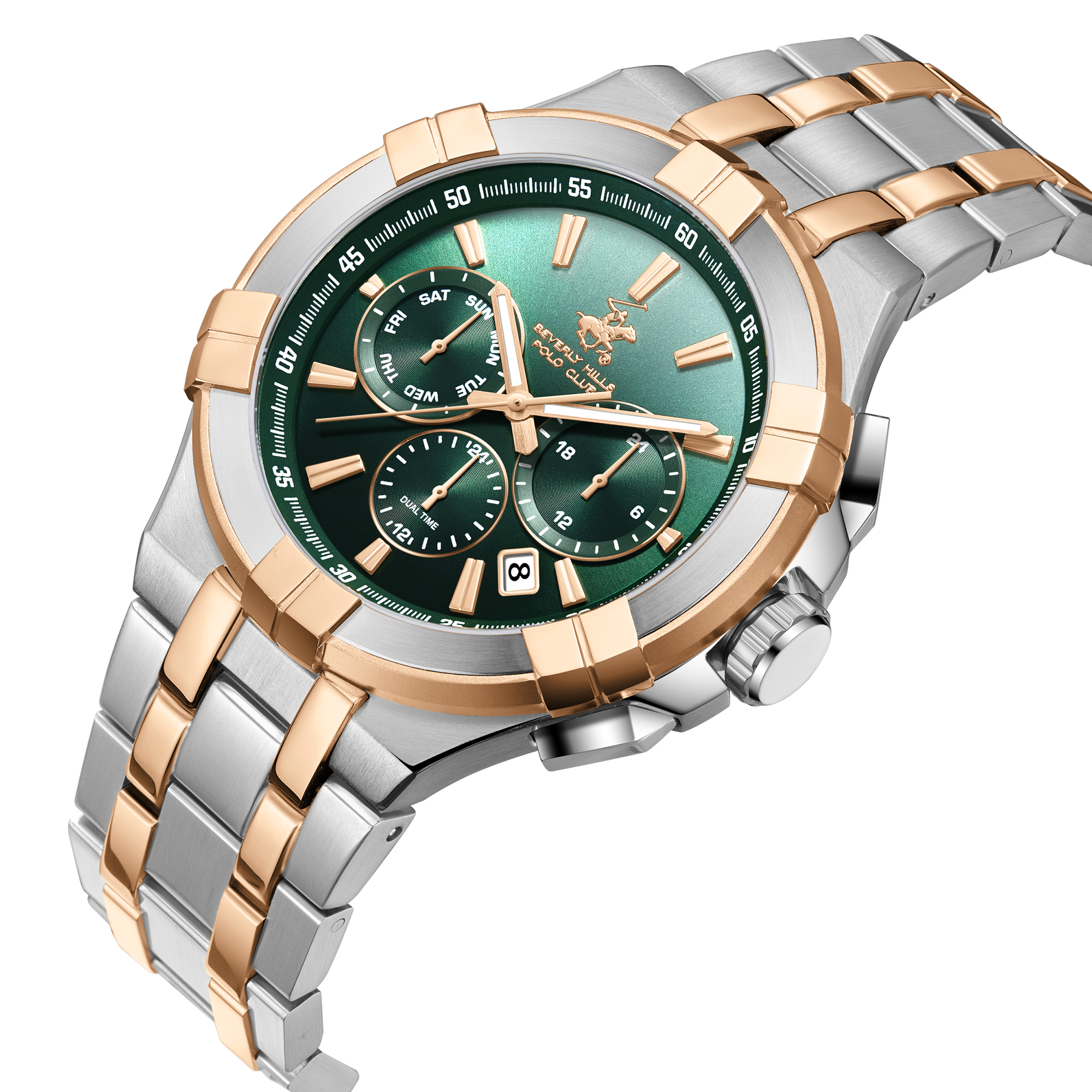 BEVERLY HILLS POLO CLUB  Мужские часы, кварцевый механизм, сталь с покрытием, 44 мм