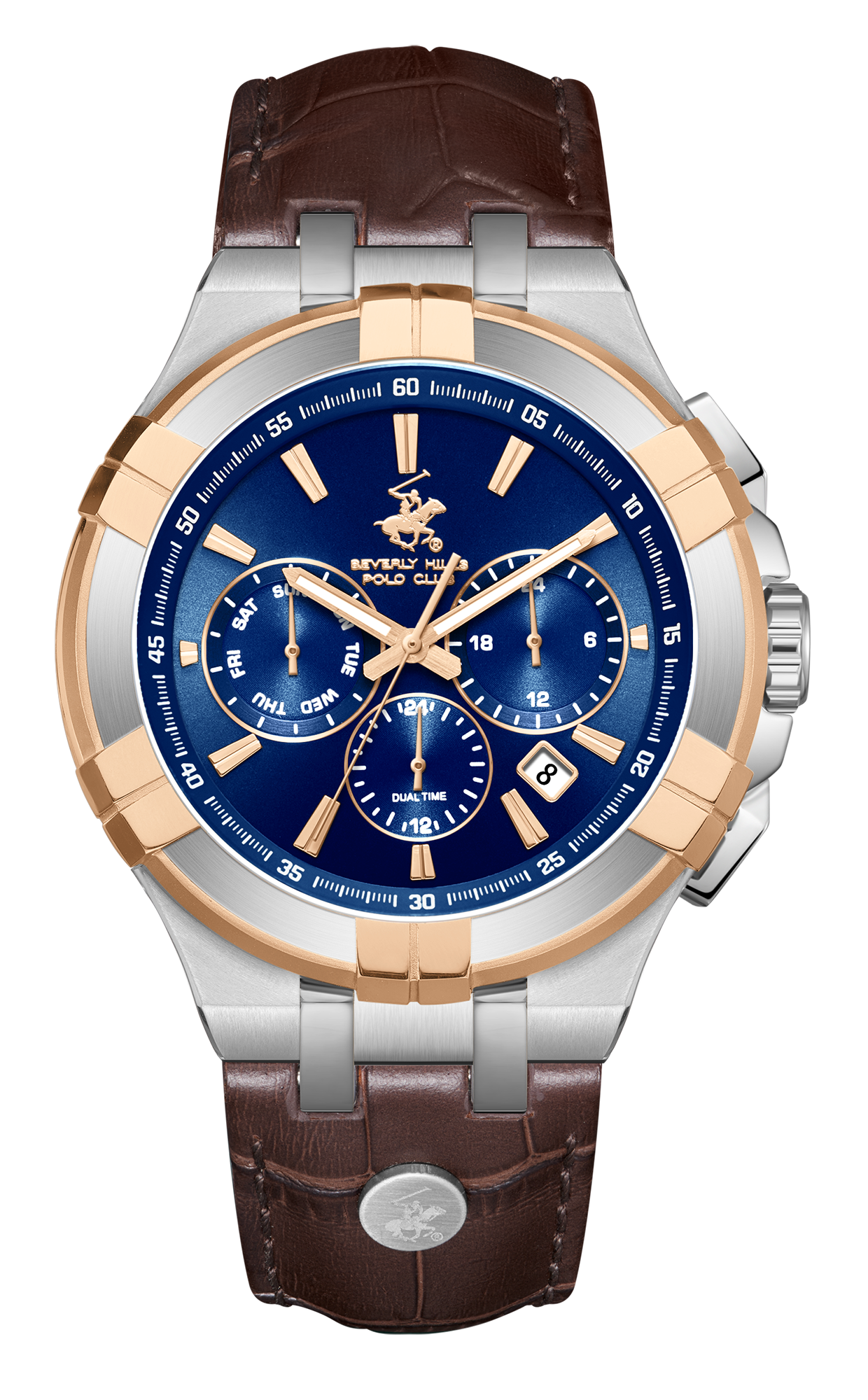 BEVERLY HILLS POLO CLUB  Мужские часы, кварцевый механизм, сталь с покрытием, 44 мм