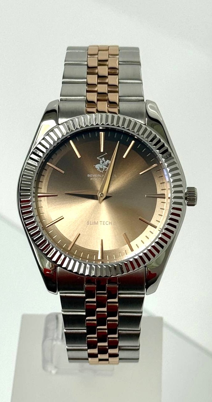 BEVERLY HILLS POLO CLUB   часы, кварцевый механизм, сталь, 39 мм