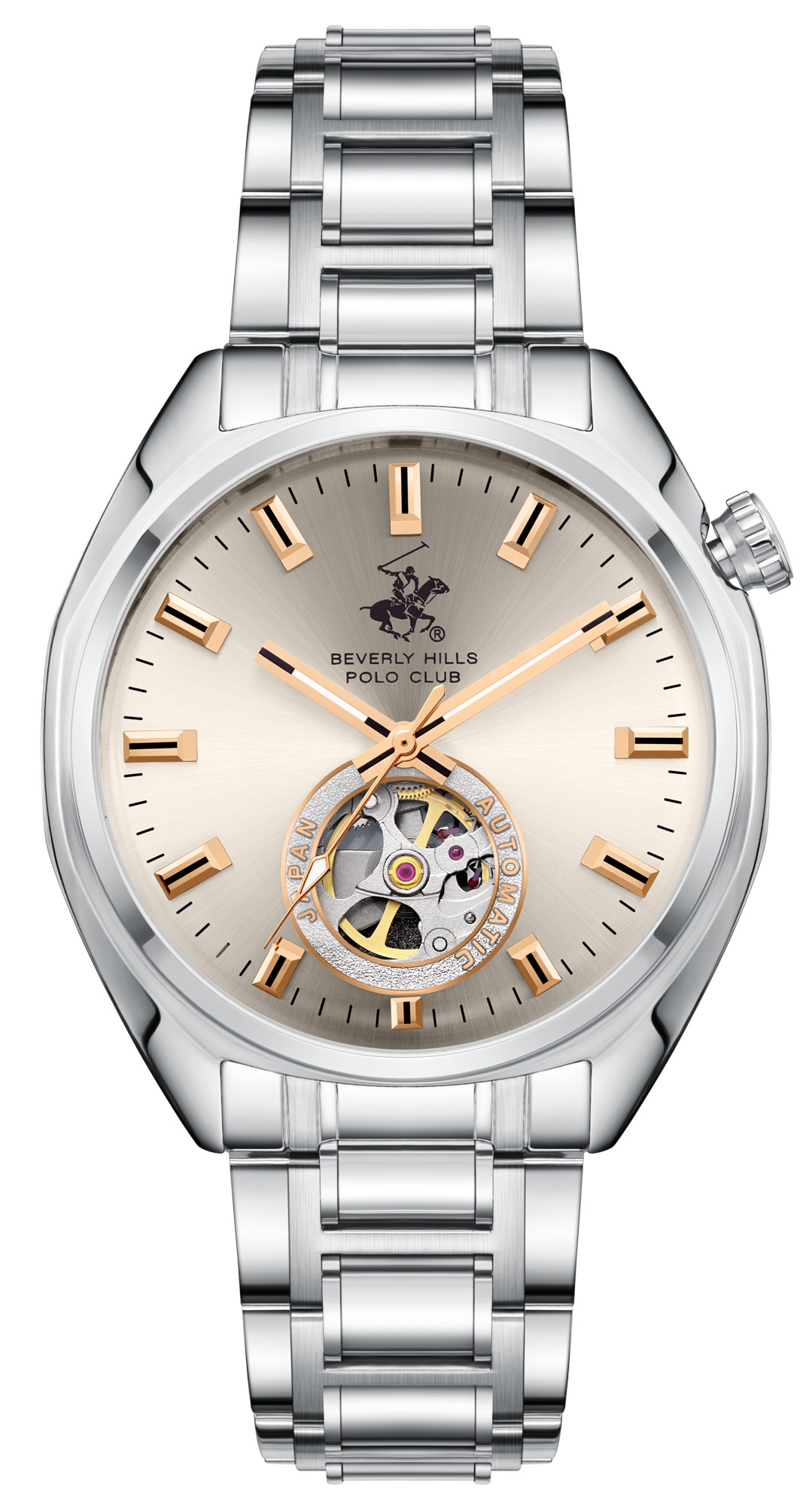 BEVERLY HILLS POLO CLUB   часы, автоматический механизм, сталь, 41,5 мм