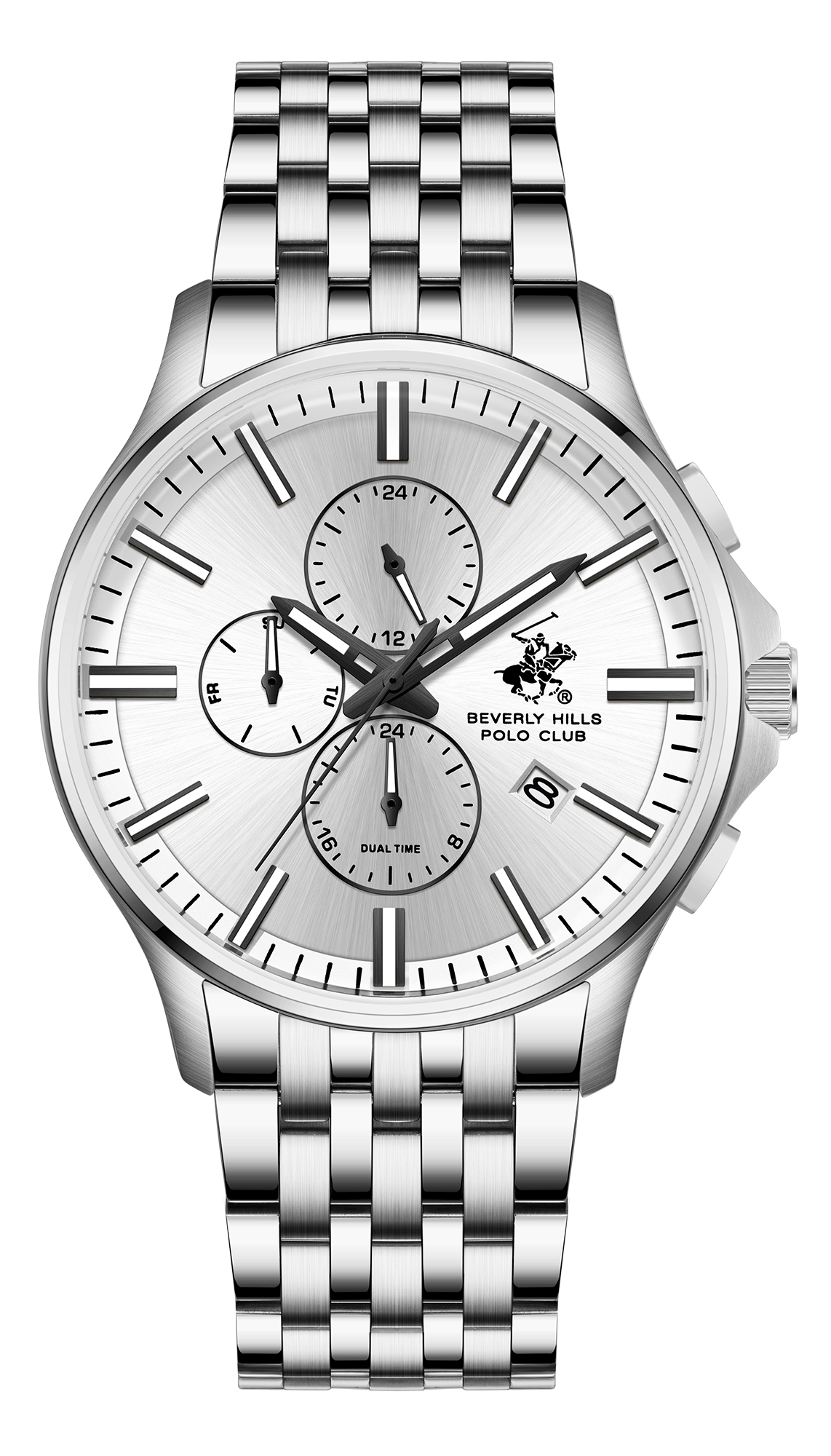 BEVERLY HILLS POLO CLUB   часы, кварцевый механизм, сталь, 42 мм