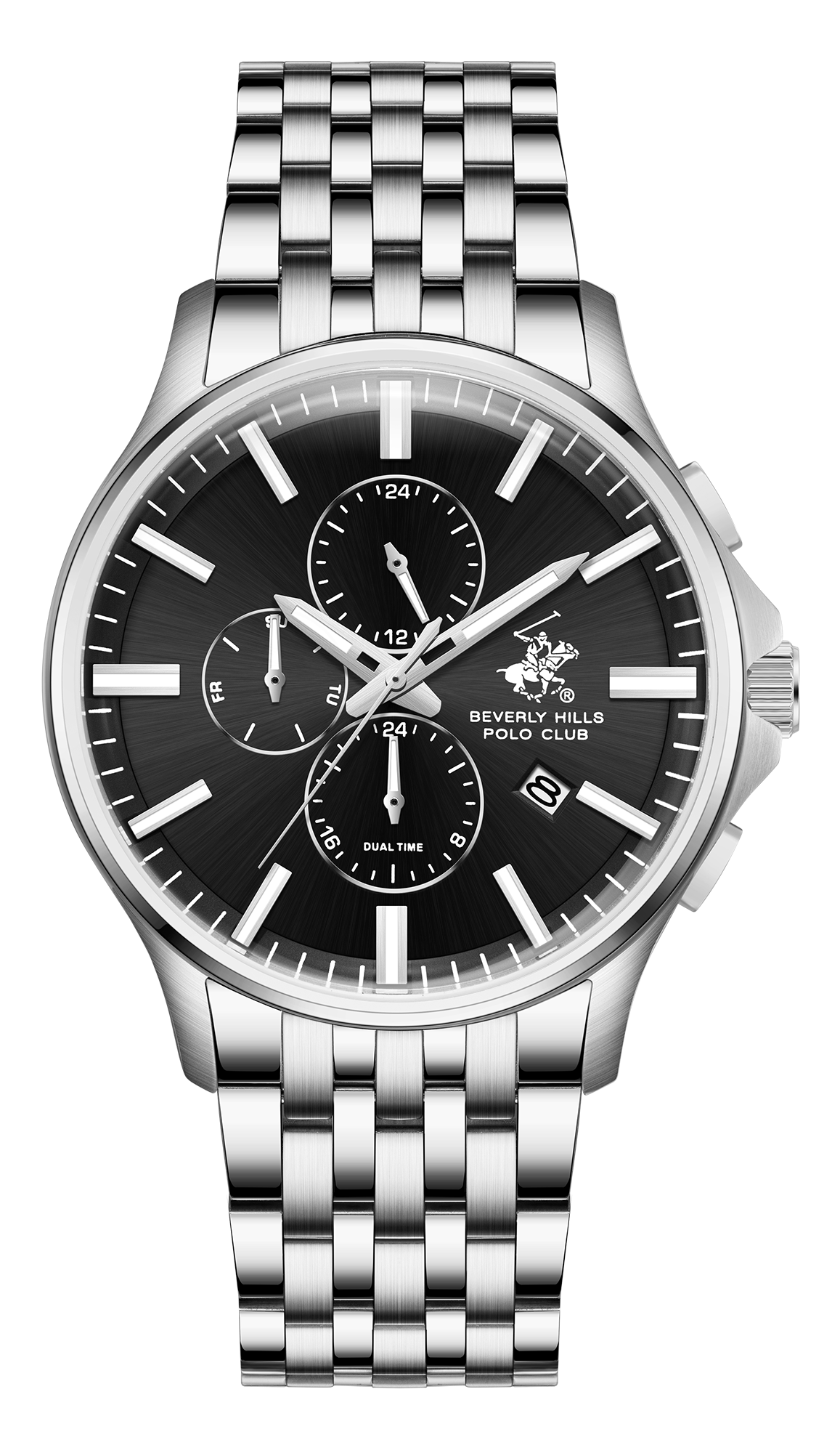 BEVERLY HILLS POLO CLUB   часы, кварцевый механизм, сталь, 42 мм