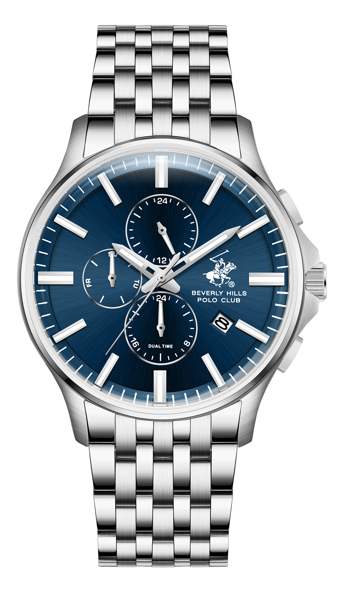 BEVERLY HILLS POLO CLUB   часы, кварцевый механизм, сталь, 42 мм