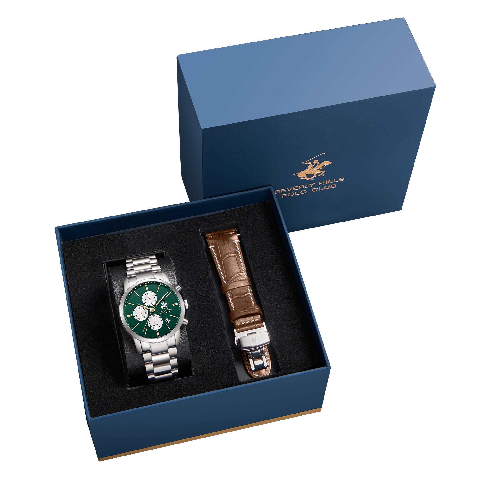 BEVERLY HILLS POLO CLUB   часы, кварцевый механизм, сталь, 42 мм