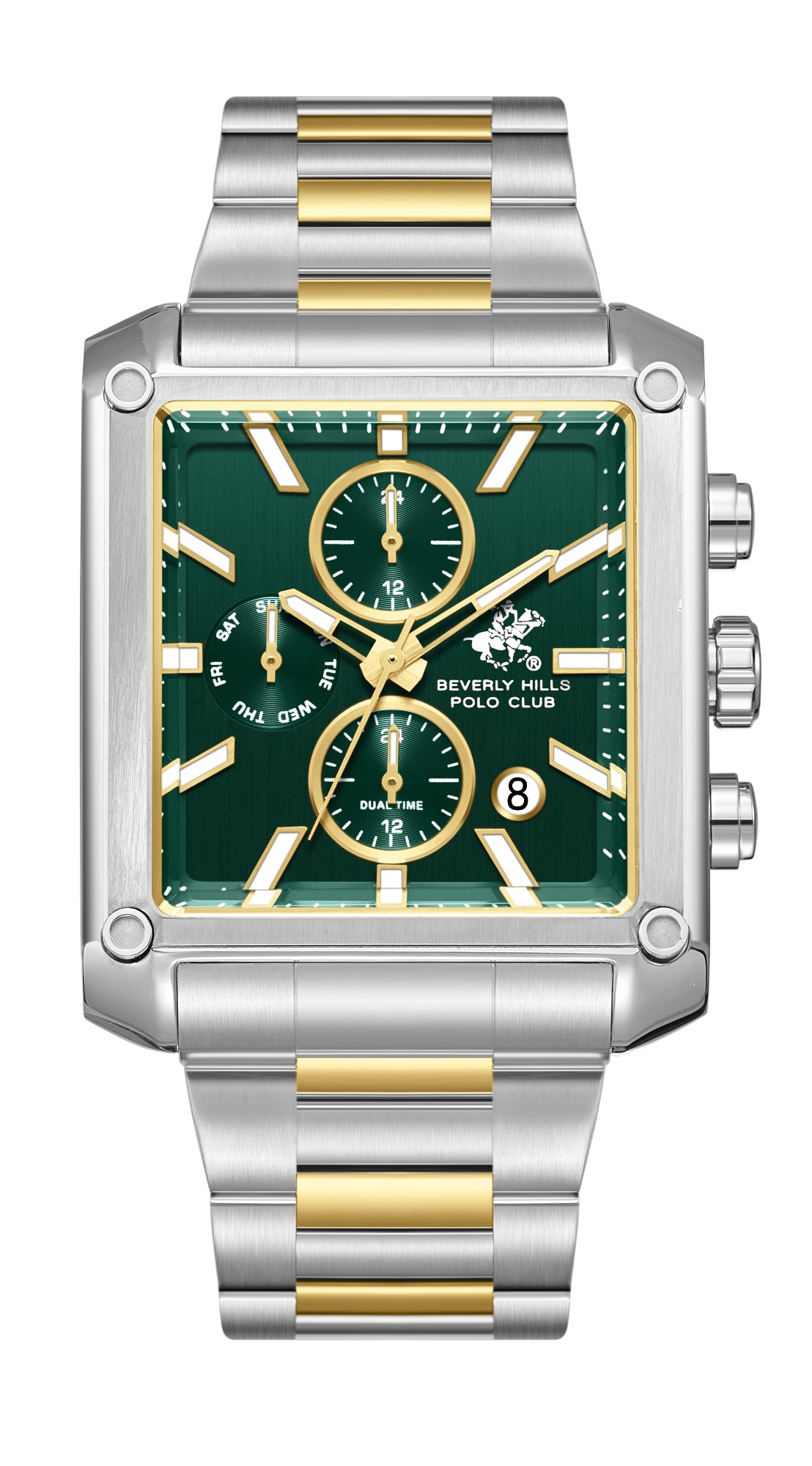 BEVERLY HILLS POLO CLUB   часы, кварцевый механизм, сталь, 38х46 мм