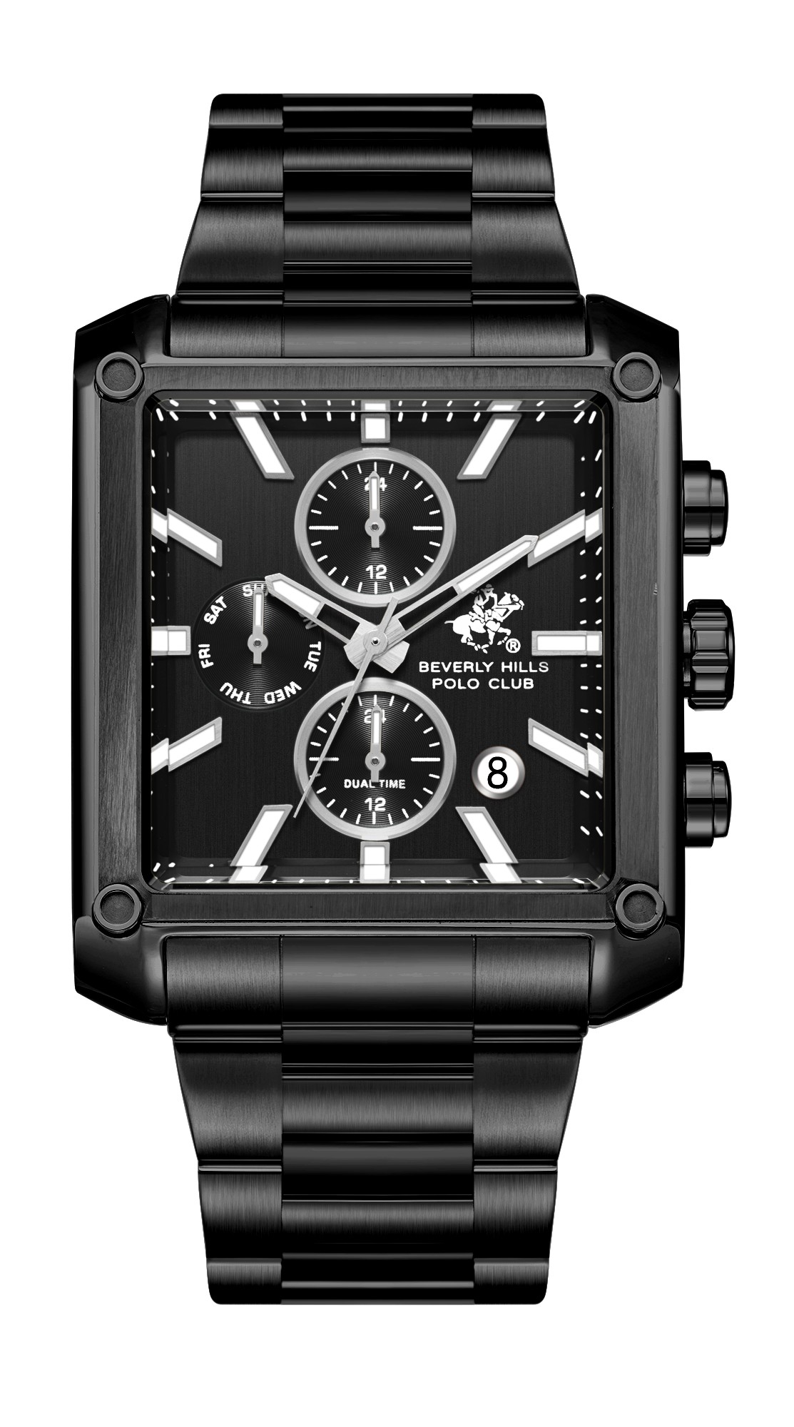 BEVERLY HILLS POLO CLUB   часы, кварцевый механизм, сталь с покрытием, 38х46 мм